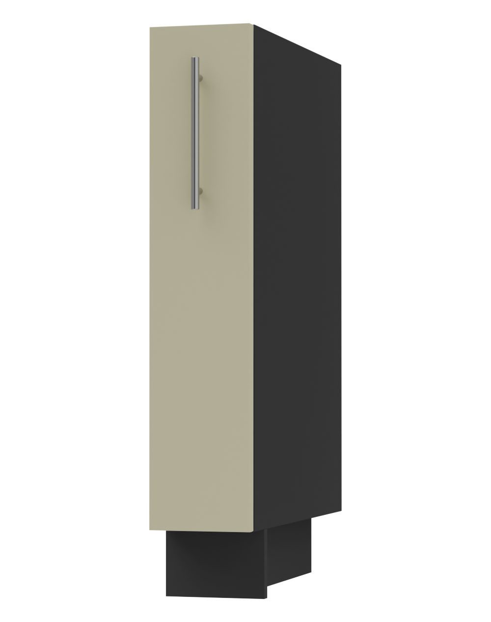 Feldmann-Wohnen Unterschrank Kvantum (Metallauszüge mit Soft-Close-Funktion, 1-St., Fronten mit dekorativen Fräsungen und leicht abgerundeten Ecken) 15x50x82cm schwarz - vanille (Q-D15/cargo)