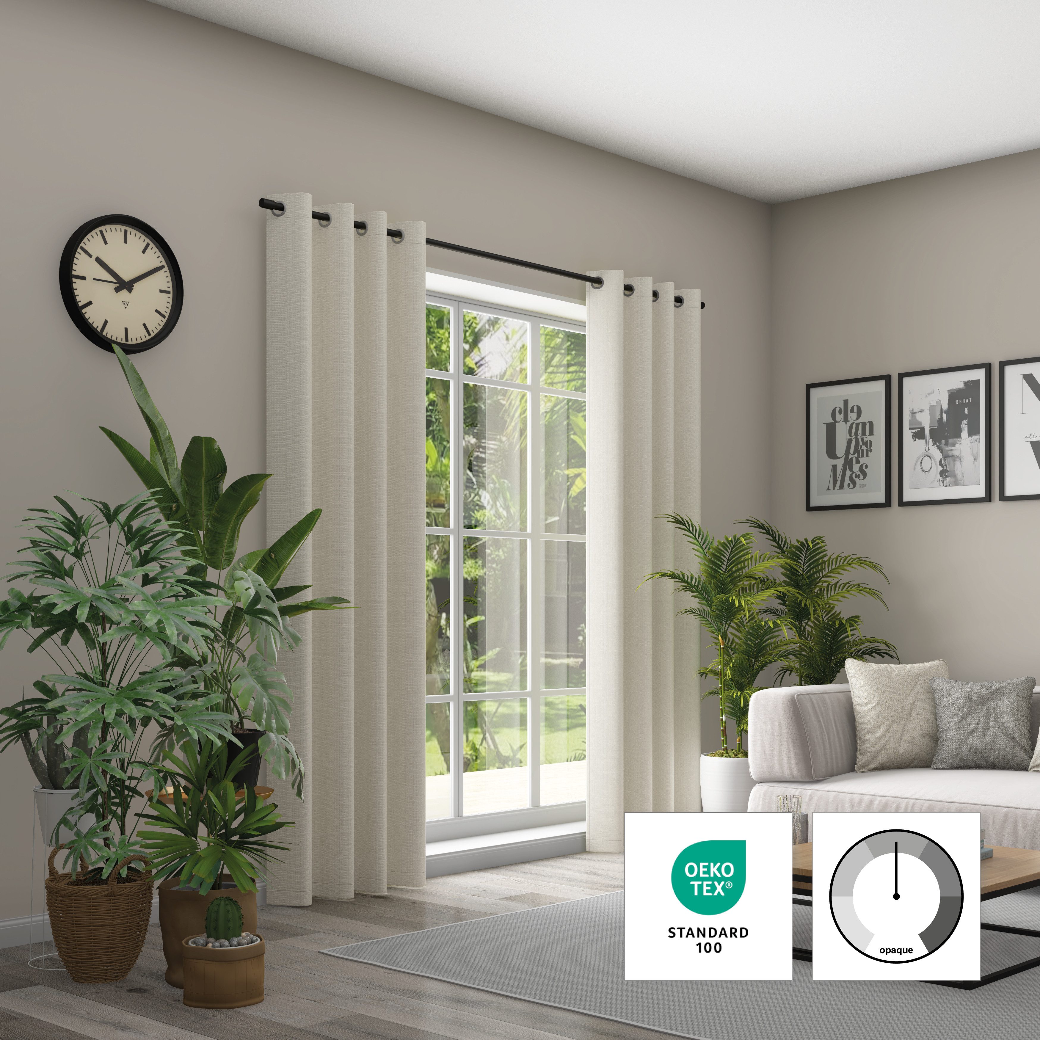 Neutex for you! Vorhang Linessa (1 St), Ösen, blickdicht, Jacquard, HxB: 245x137, Ösenschal mit Metallösen