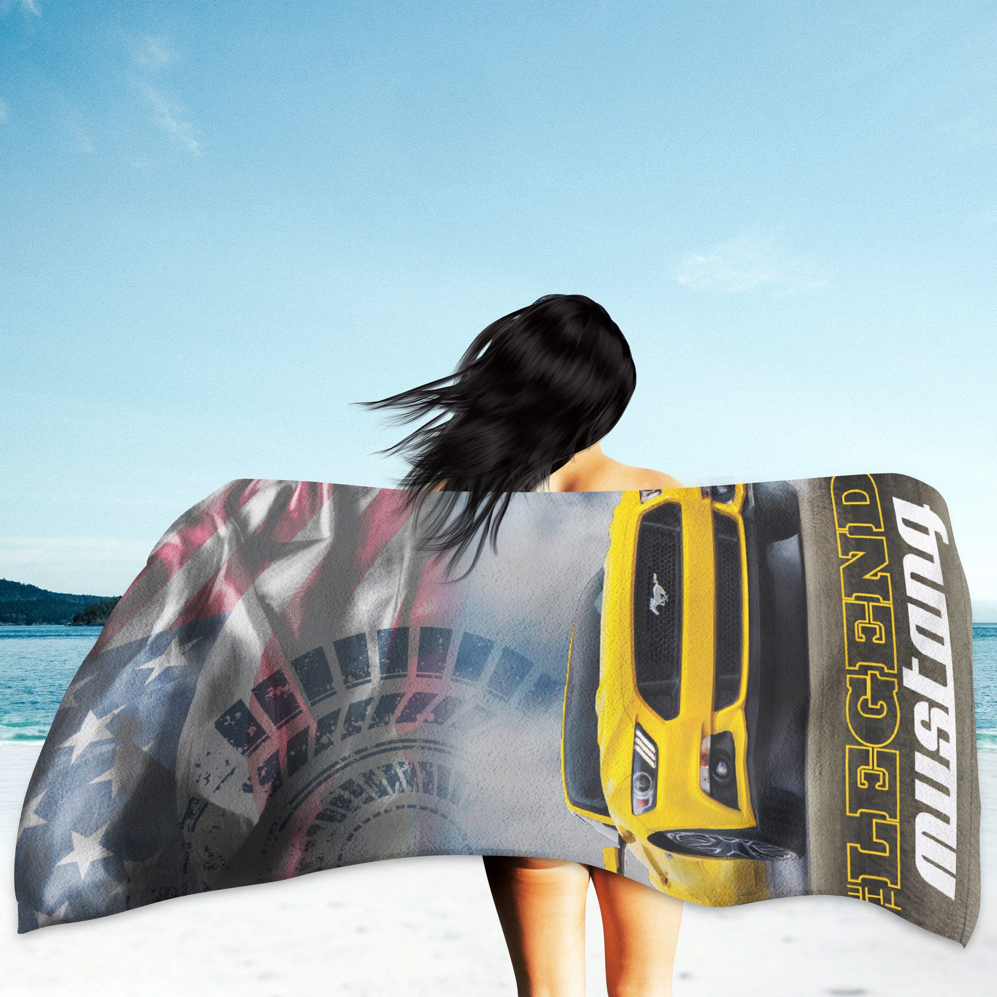 BERONAGE Strandtücher Ford Mustang Legend Badetuch 75x150 cm, 100% Baumwoll günstig online kaufen