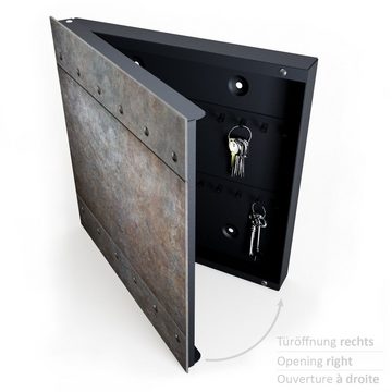 Primedeco Schlüsselkasten Magnetpinnwand mit Glasfront Grunge Metall mit Nieten (1 St)