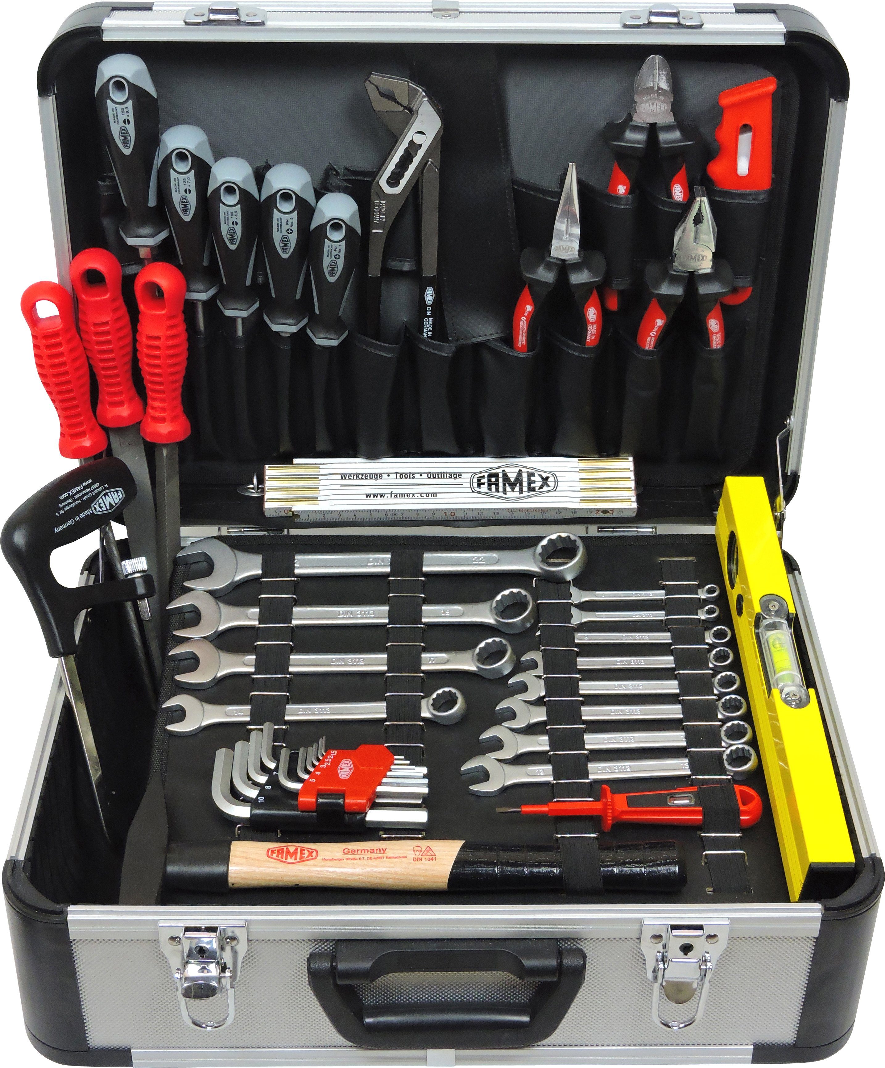 mit Werkzeugset Werkzeugkasten Qualitätswerkzeug, FAMEX Werkzeugkiste Werkzeugkoffer 729-89 (1-St) FAMEX Werkzeugbestückung