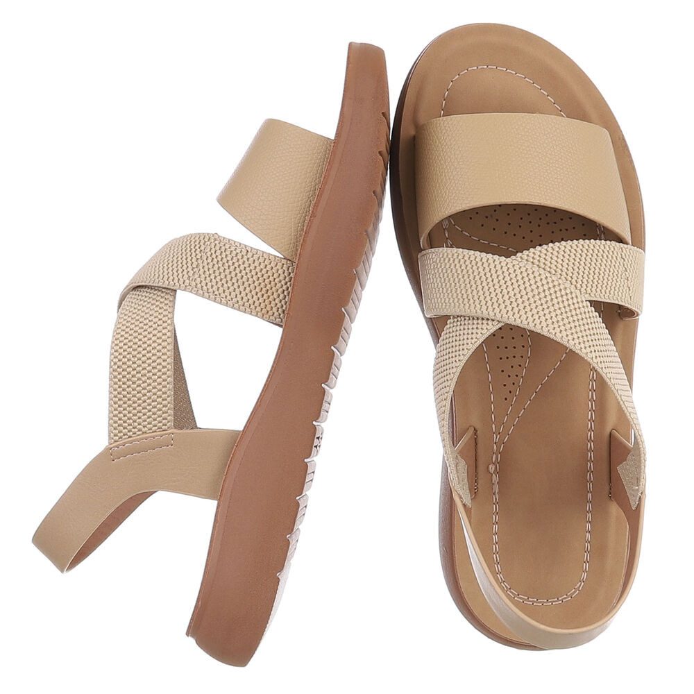 Ital-Design Damen Sandale mit Fersenriemen und Plateausohle Pantolette (92002720) Flach Pantoletten in Beige