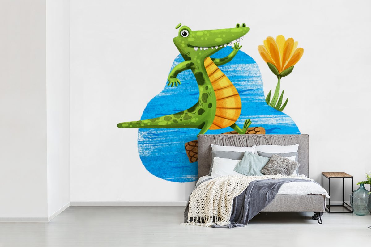 Wasser MuchoWow Tapete bedruckt, Wohnzimmer, für Fototapete Wallpaper Vinyl - St), (6 Matt, Schlafzimmer, Dschungel, Kinderzimmer, Krokodil -