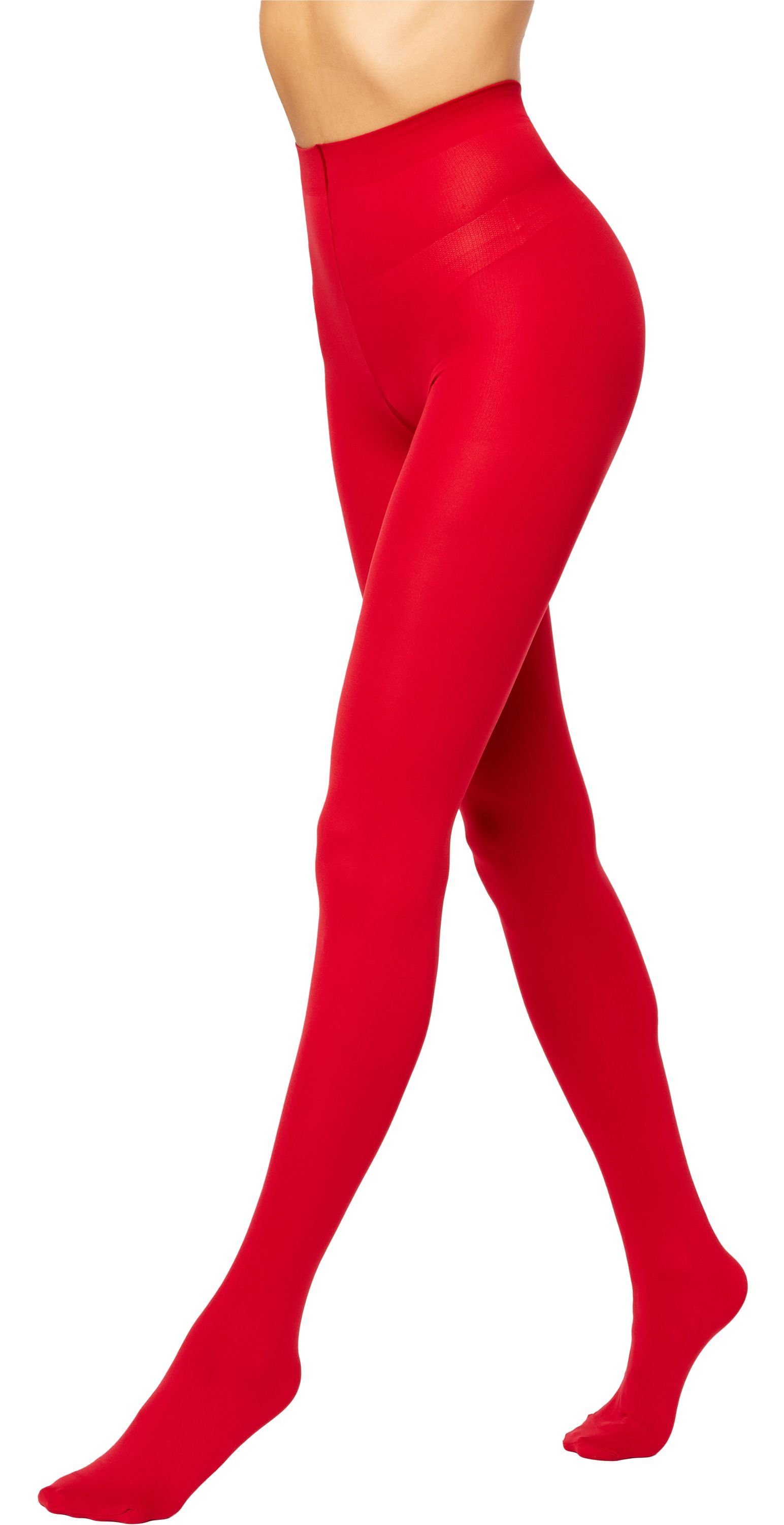 100 (1 100 Strumpfhose DEN Damen Mikrofaser Strumpfhose Antie DEN St) Rot AN-124