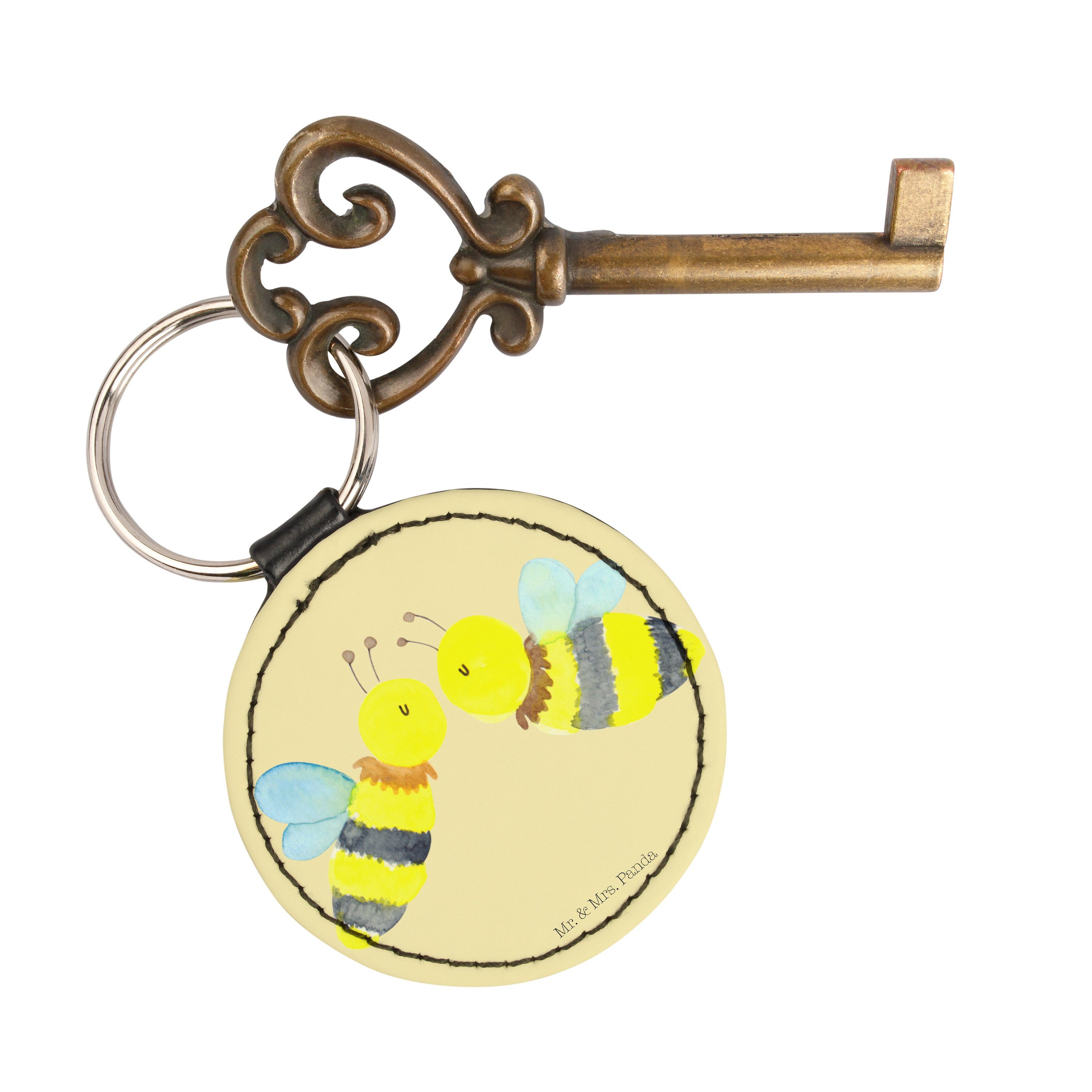 Mr. & Mrs. Panda Gelb Schlüsselanhänger, - - Schlüsselanhänger Biene Geschenk, Liebe Hummel, Anh Pastell (1-tlg)