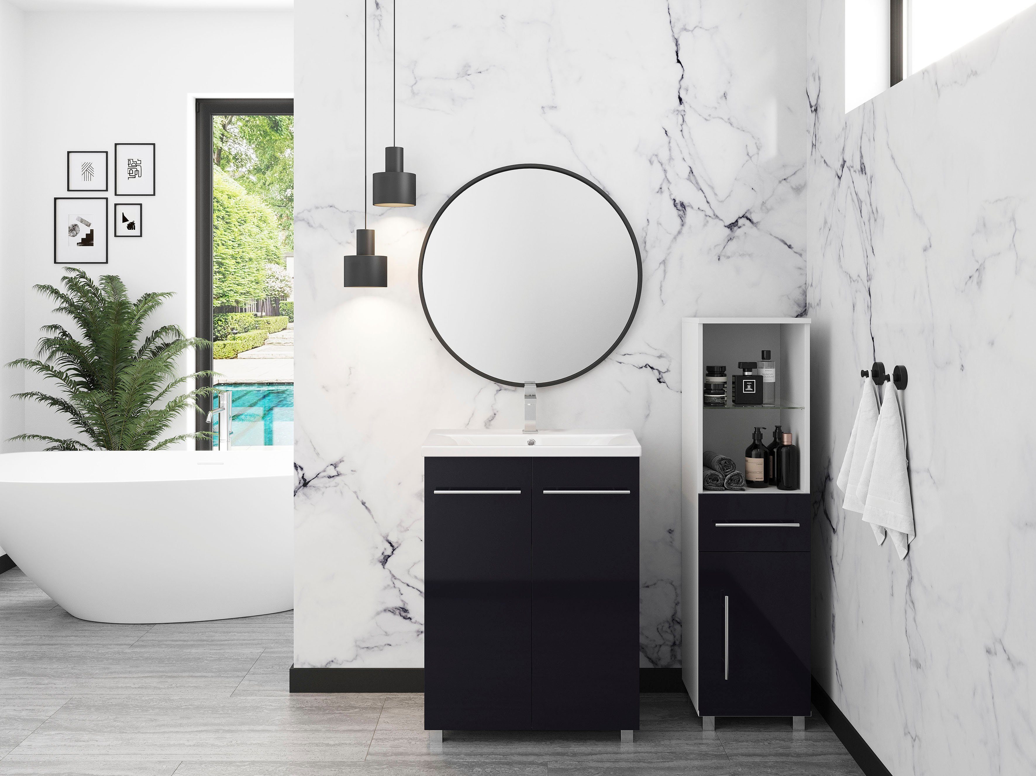 welltime Waschtisch BAJA, Badmöbel inkl. Keramikwaschbecken, Breite 60cm günstig online kaufen