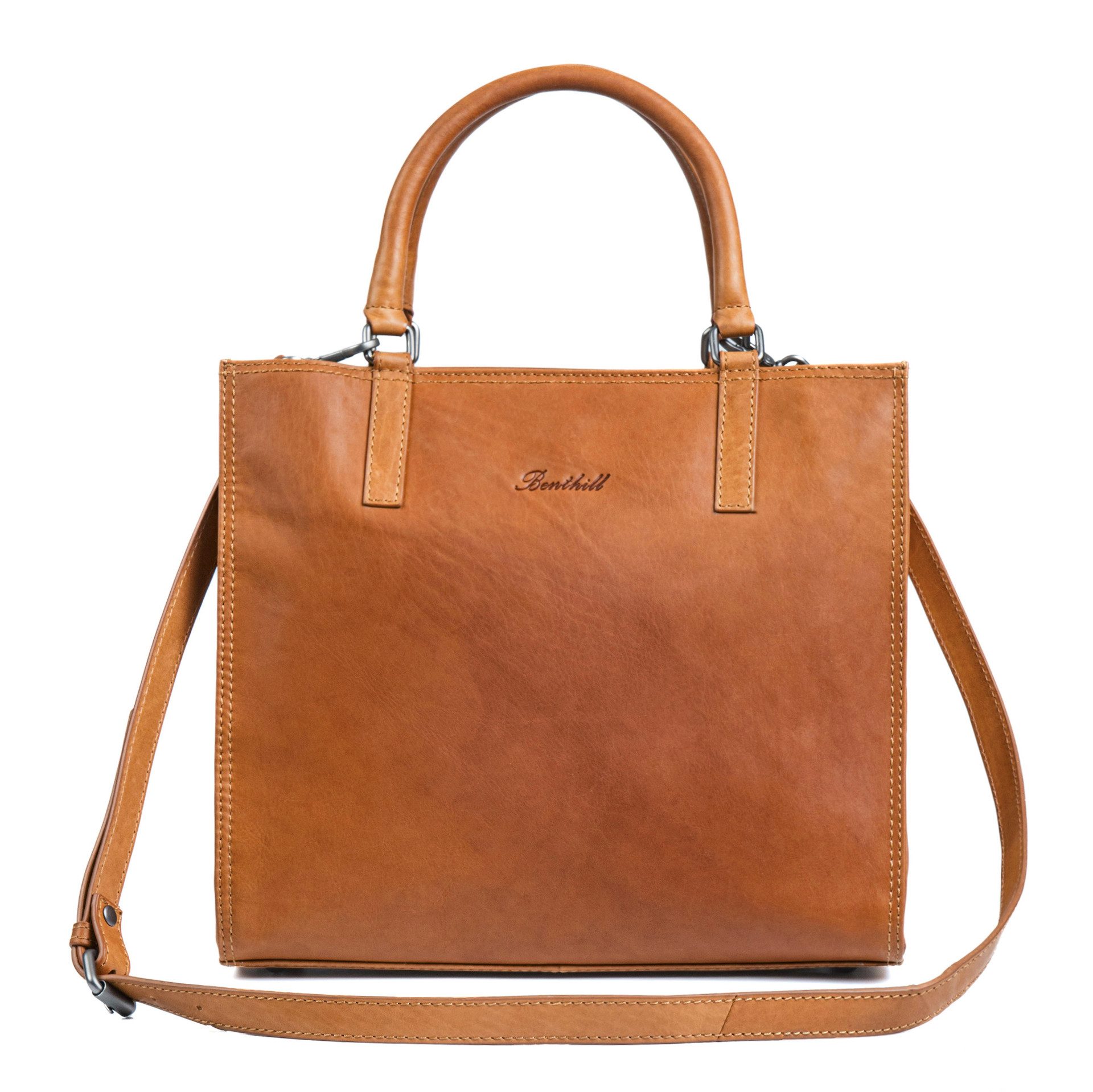 Benthill Henkeltasche Damen Echt Leder Tasche Handtasche Frauen Shopper Große Schultertasche, Reißverschlussfach