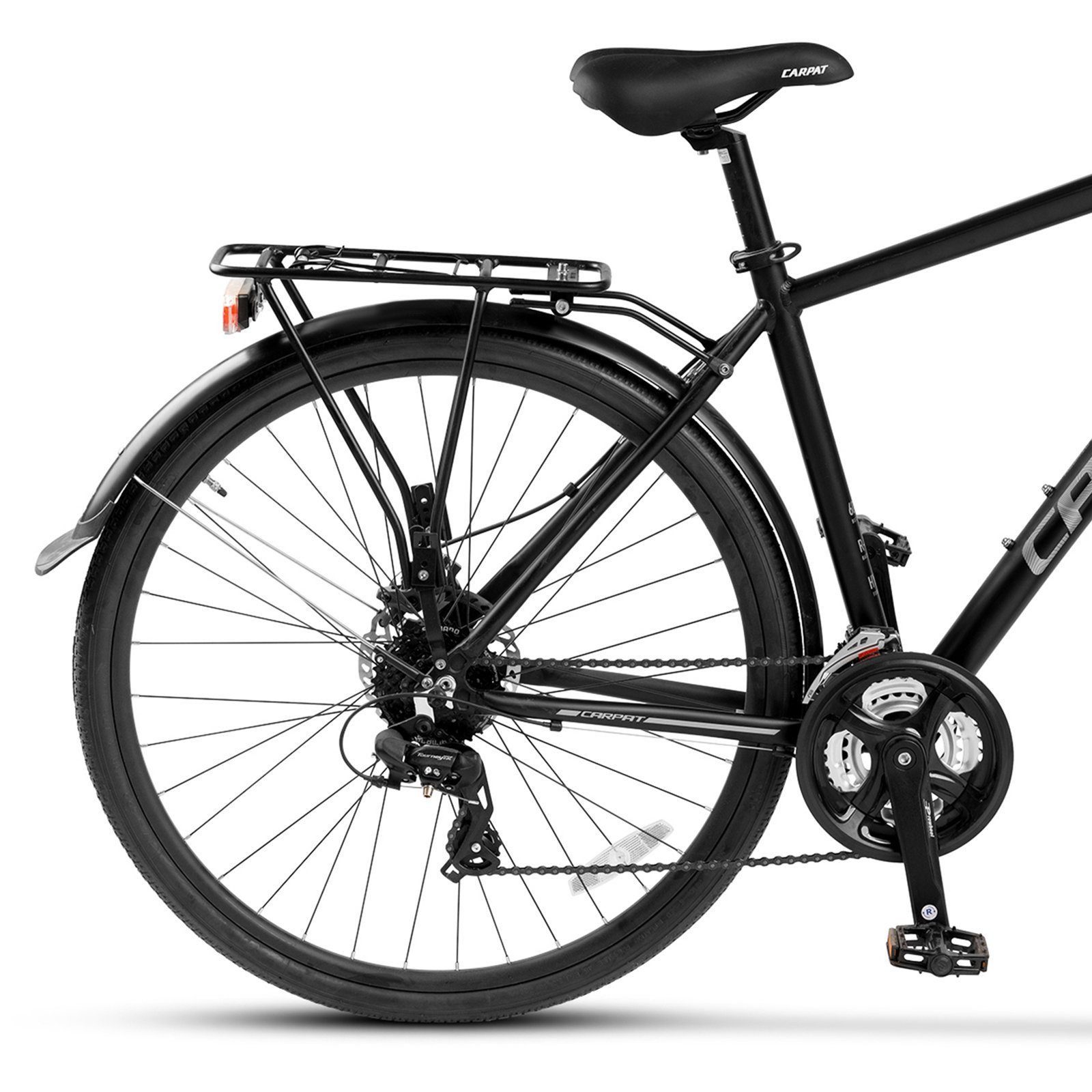 CARPAT SPORT Trekkingrad 28 Zoll Trekking Bike City Fahrrad für Damen Herren, 21 Gang Shimano, Kettenschaltung, (Aluminium Rahmen, Mechanische Scheibenbremse), City Commuter Citybike Fahrrad