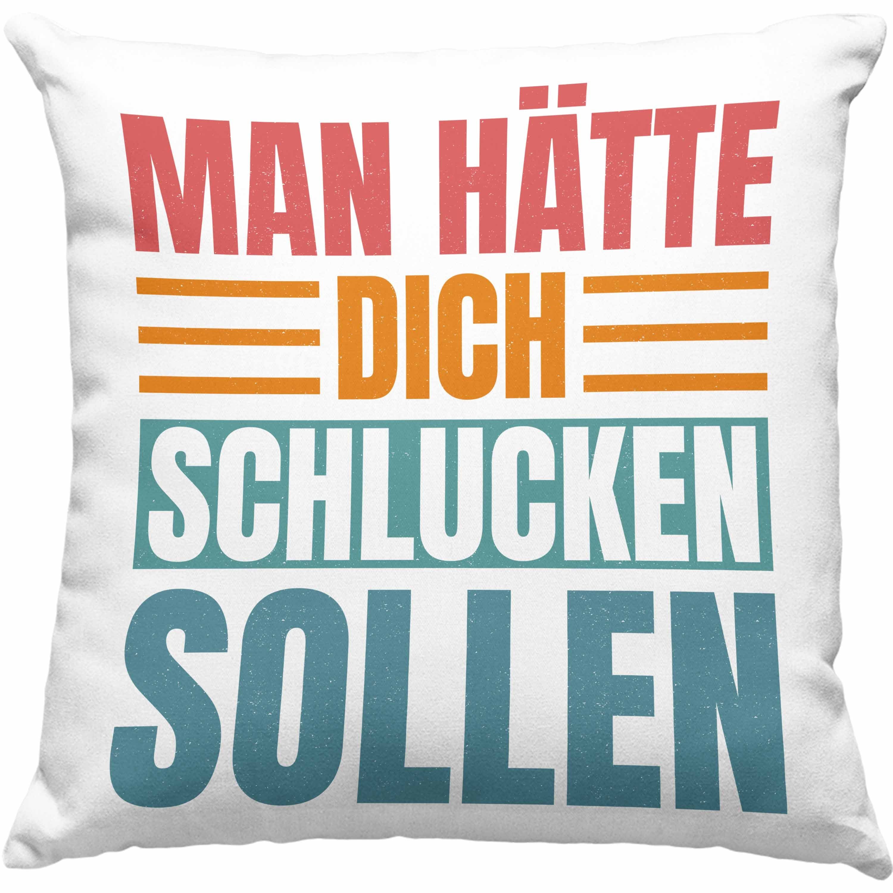 Trendation Dekokissen Trendation - Man Hätte Dich Schlucken Sollen Kissen Geschenk Lustiger Spruch Humor Erwachsene Dekokissen mit Füllung 40x40 Grün