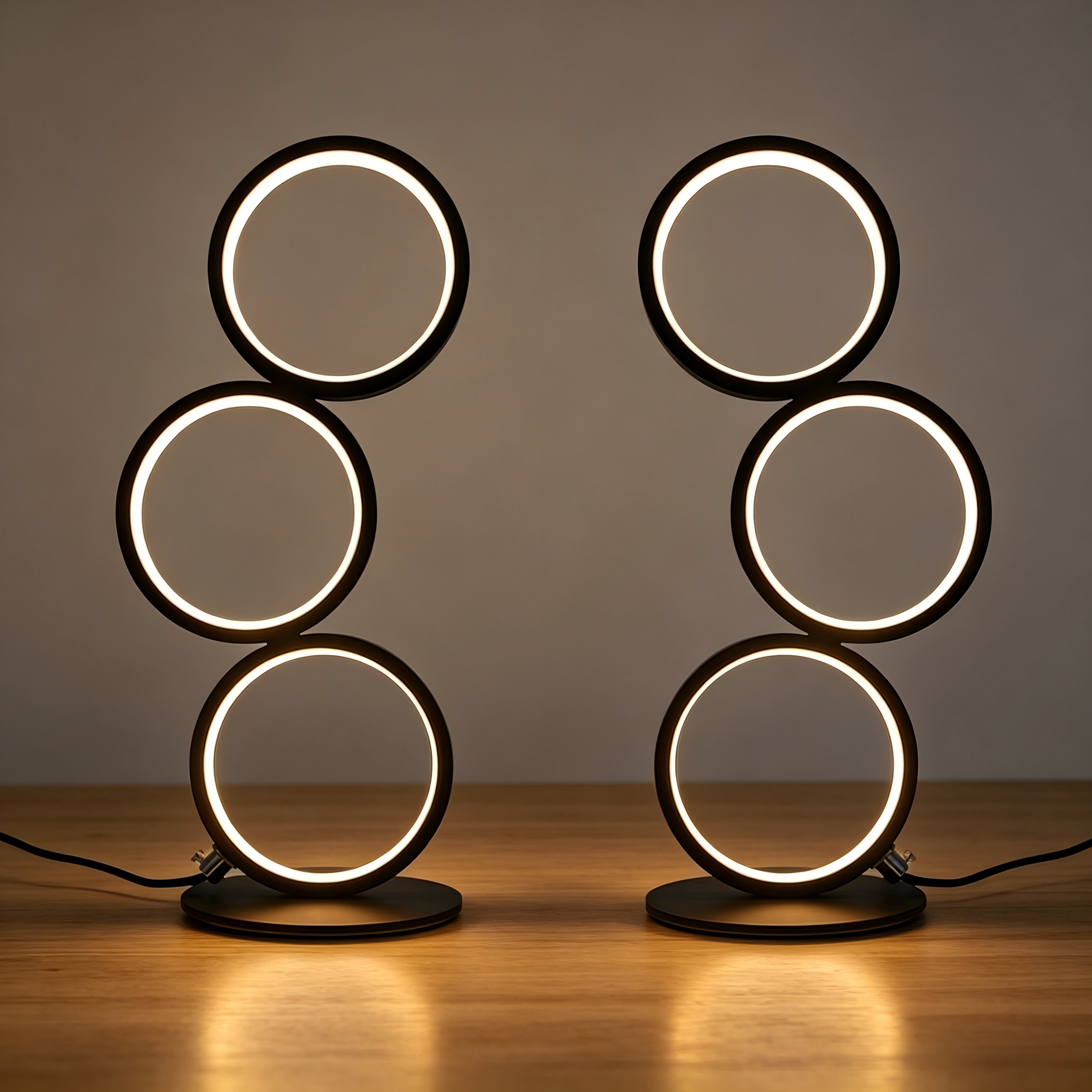 ZMH LED Nachttischlampe Schwarz Schreibtischlampe Ring Deko Schlafzimmer, Dimmfunktion, LED fest integriert, warmweiß-kaltweiß