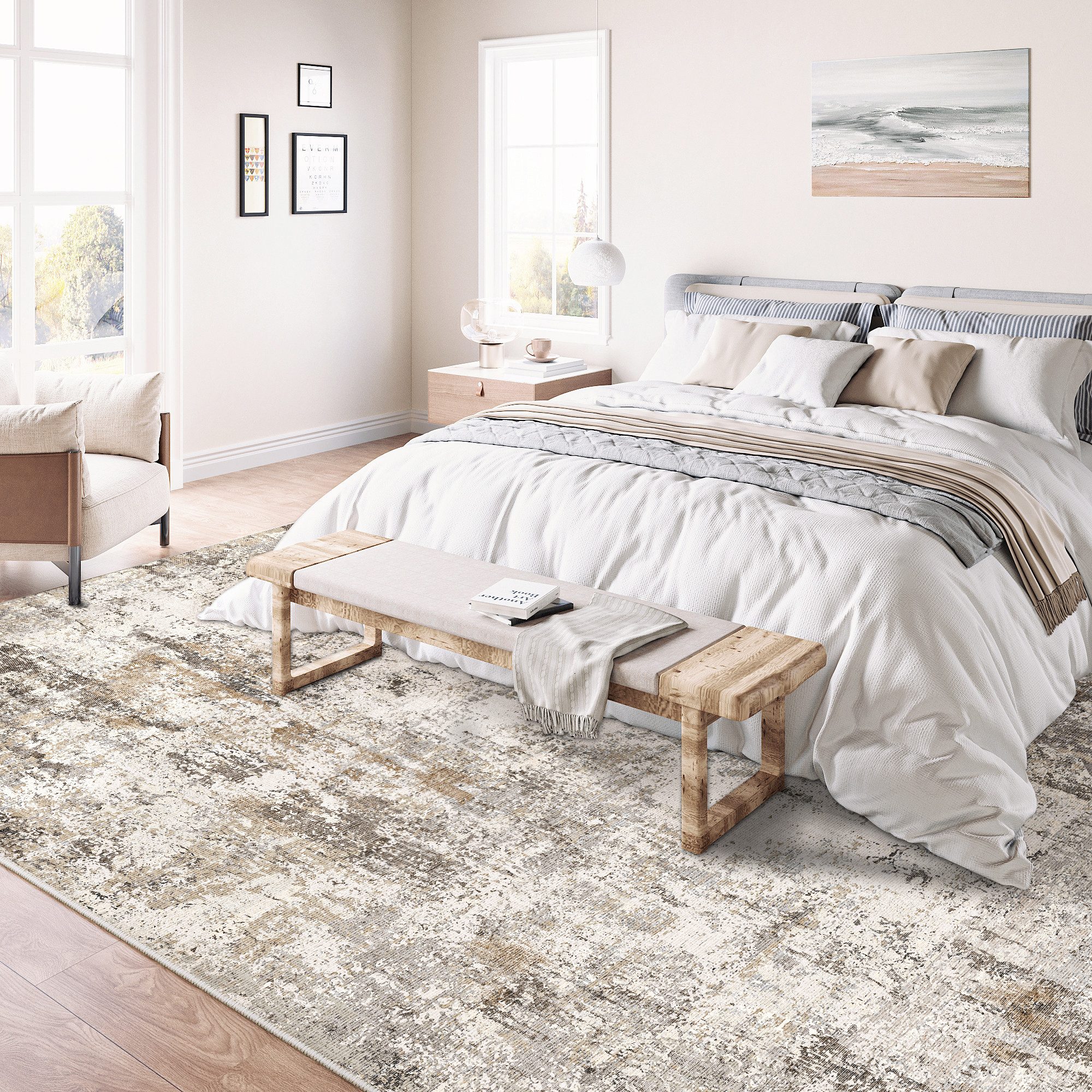 PURECOZY Teppich Verschiedene Größen, Waschbar & Rutschfest, abstrakter Stil, Rechteckig, Höhe: 6.1 mm, für Wohnzimmer, Schlafzimmer, Flur, Küche & Eingangsbere – Bild 4 von 5
