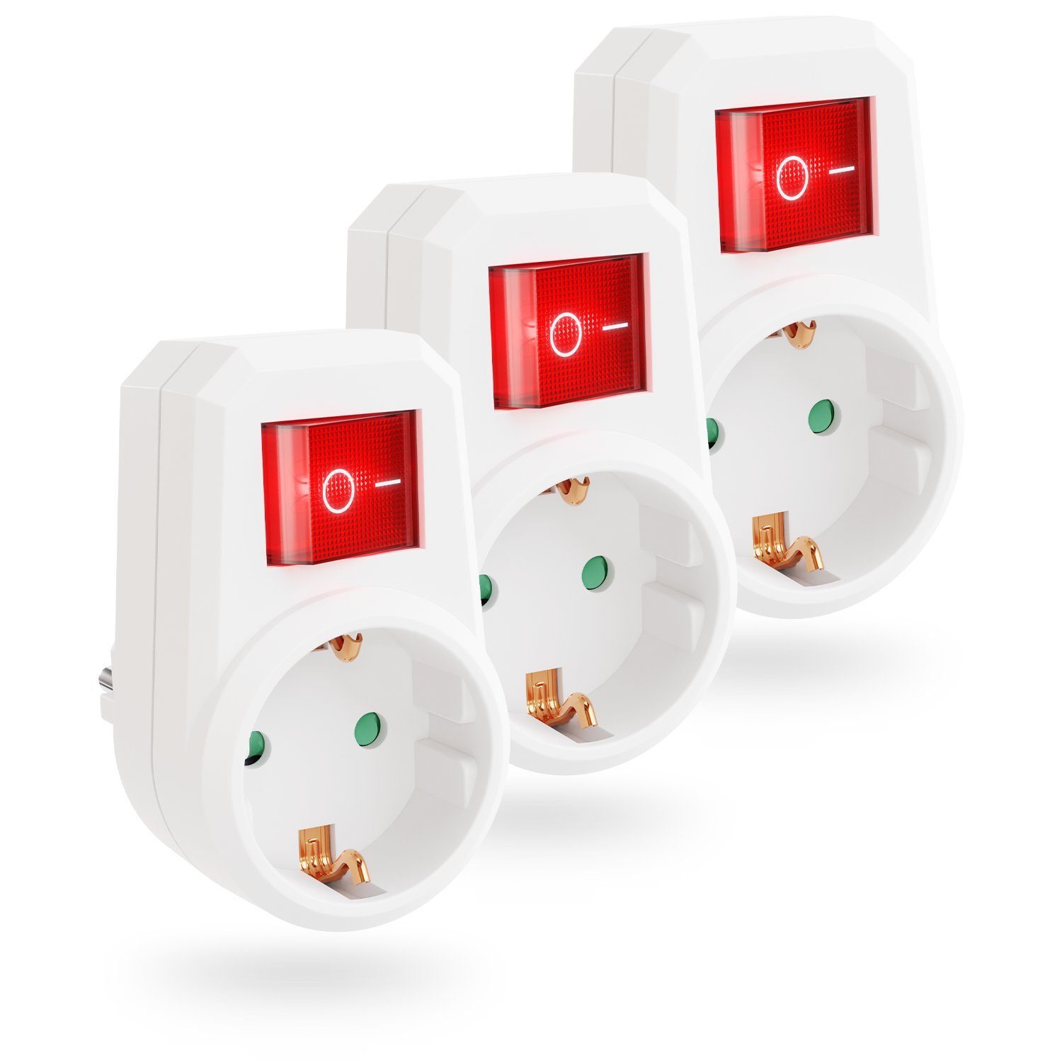 greate. 3x 1fach Steckdosenadapter mit Schalter - Zwischenschalter ohne Kabel Mehrfachsteckdose