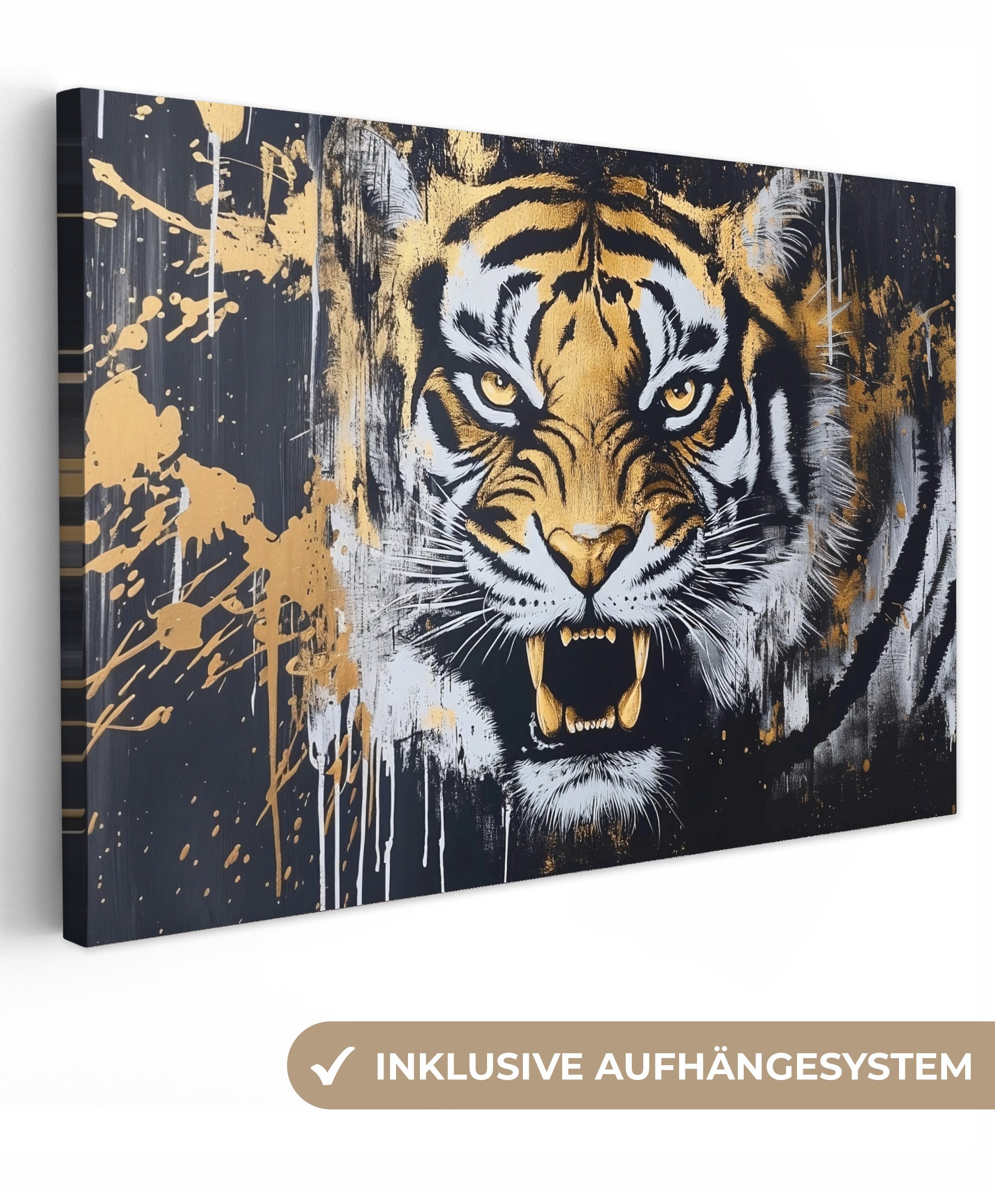 OneMillionCanvasses® Leinwandbild Tiger - Farbspritzer - günstig online kaufen