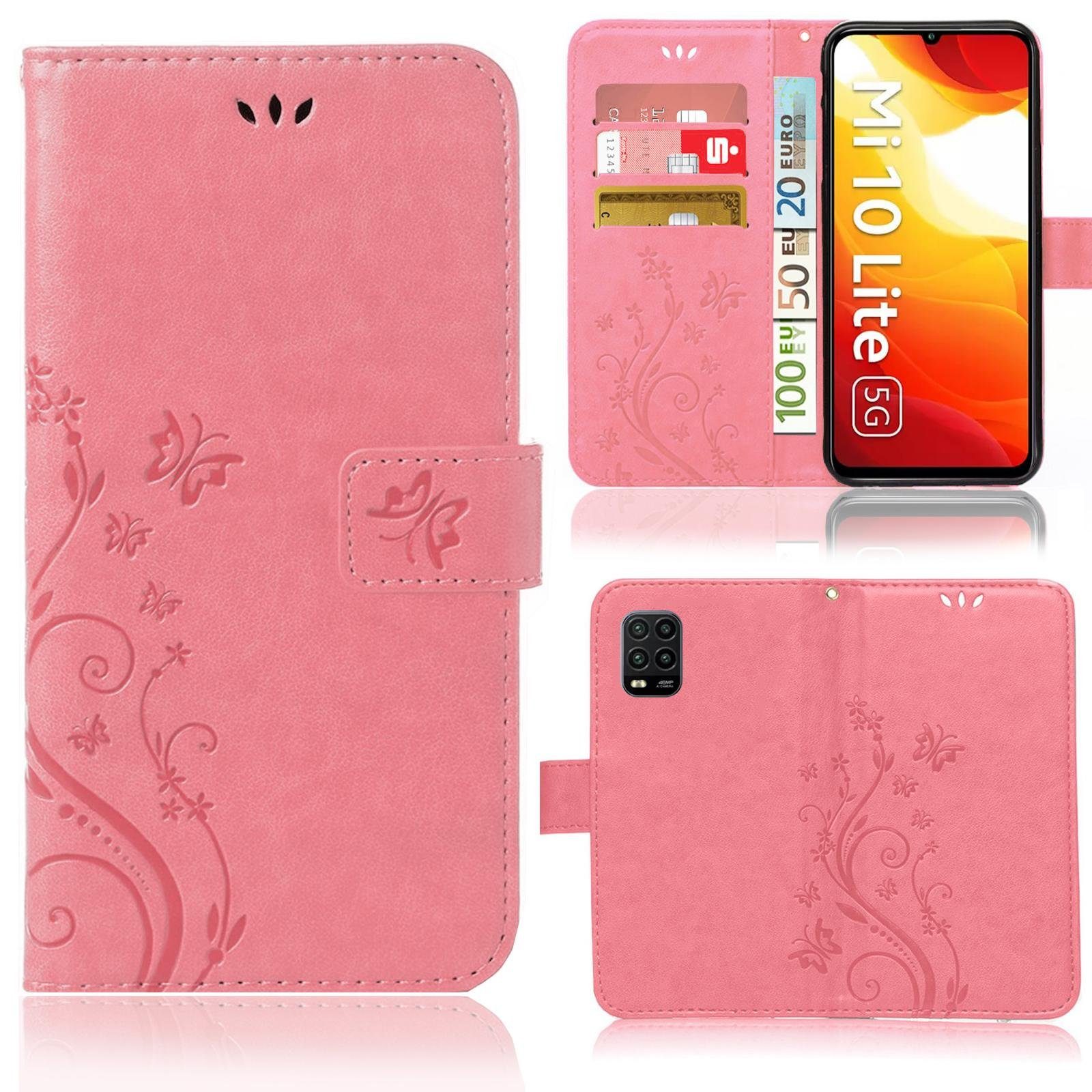 Numerva Handyhülle Bookstyle Flower für Xiaomi Mi 10 lite, Handy Tasche Schutzhülle Klapphülle Flip Cover mit Blumenmuster