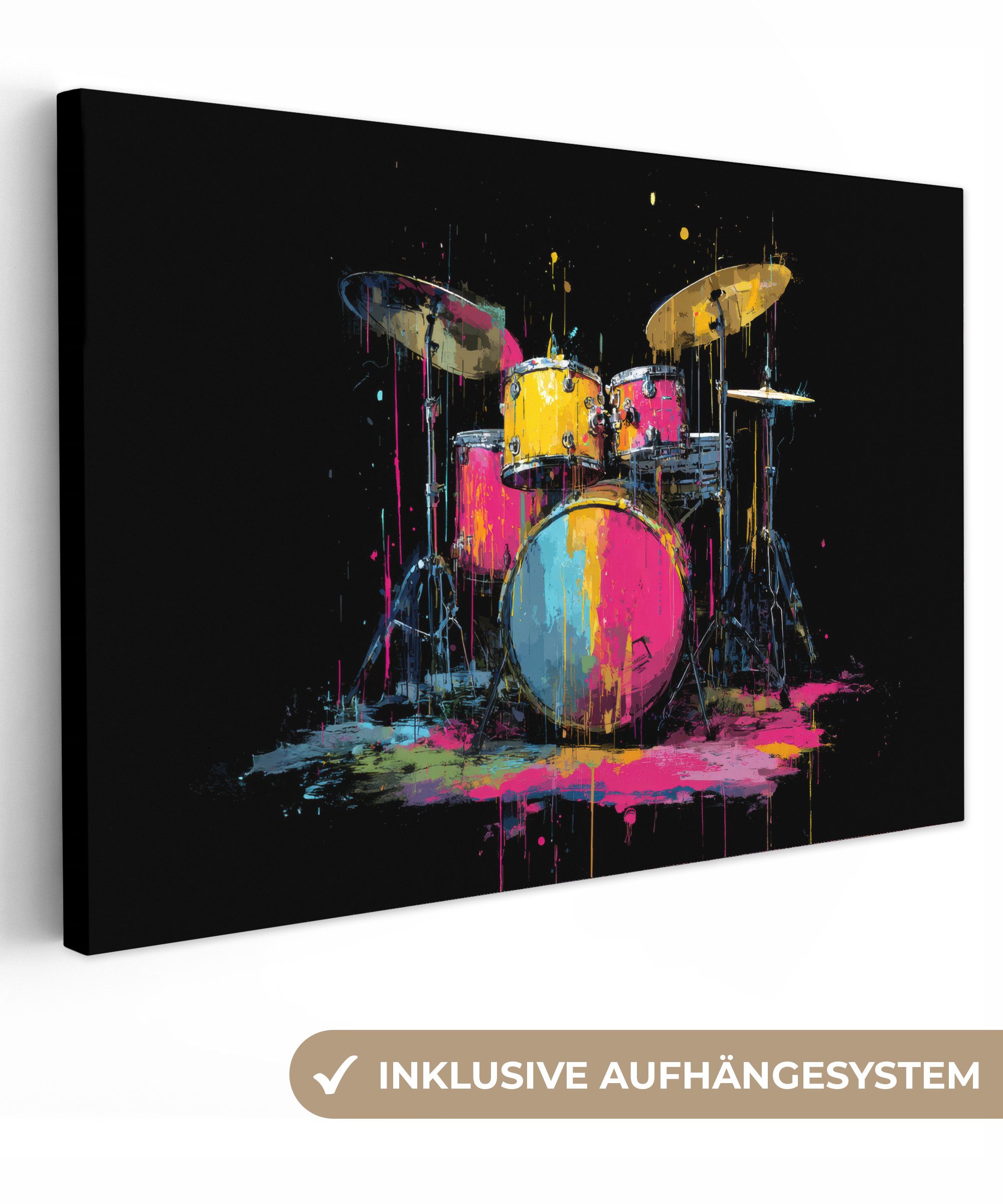 OneMillionCanvasses® Leinwandbild Schlagzeug - Bunt - Farbe - Lebendig, Fot günstig online kaufen