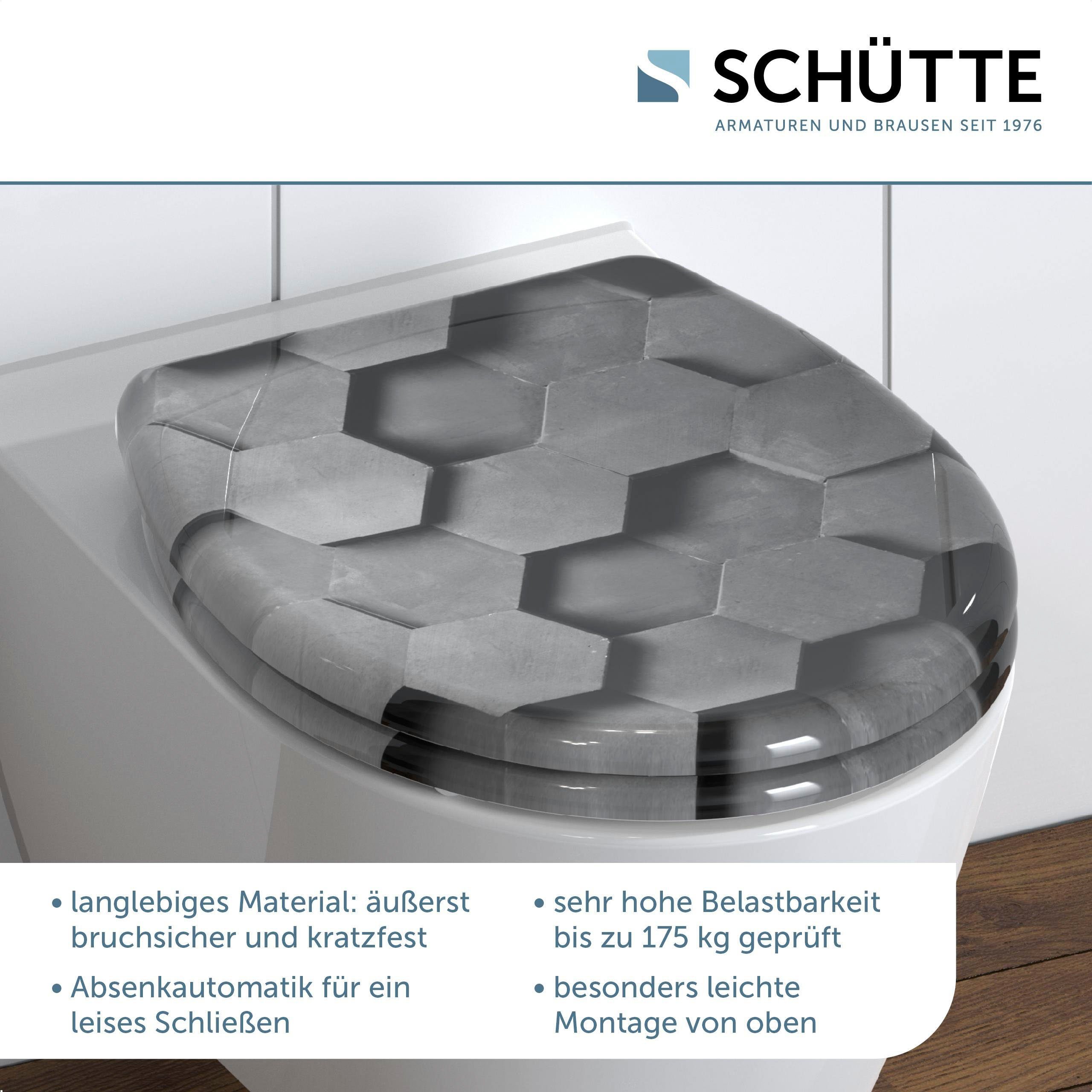 Schütte WC-Sitz Grey Hexagons, Duroplast, mit günstig online kaufen