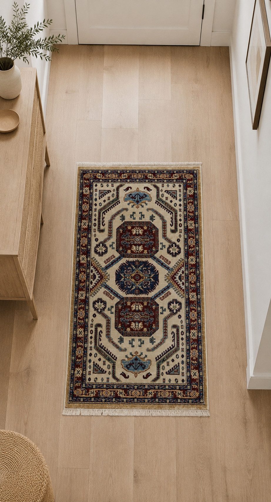TEPPIA Orientteppich Teppia Teppich Kazak 1346B Orientteppich D.Beige / Claret Red, Höhe: 150 mm