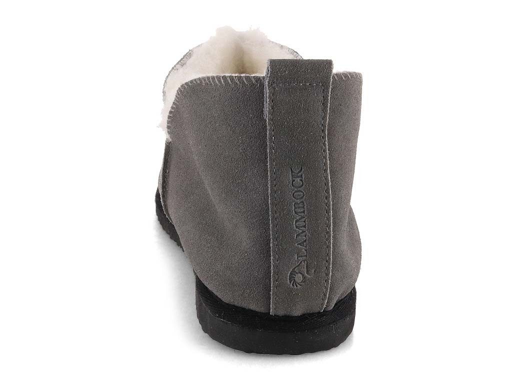 LAMMBOCK Shearlock Lammfell Hausschuhe für Damen Herren, grau Hausschuh Winterhausschuhe aus Lammfell, temperaturregulierend