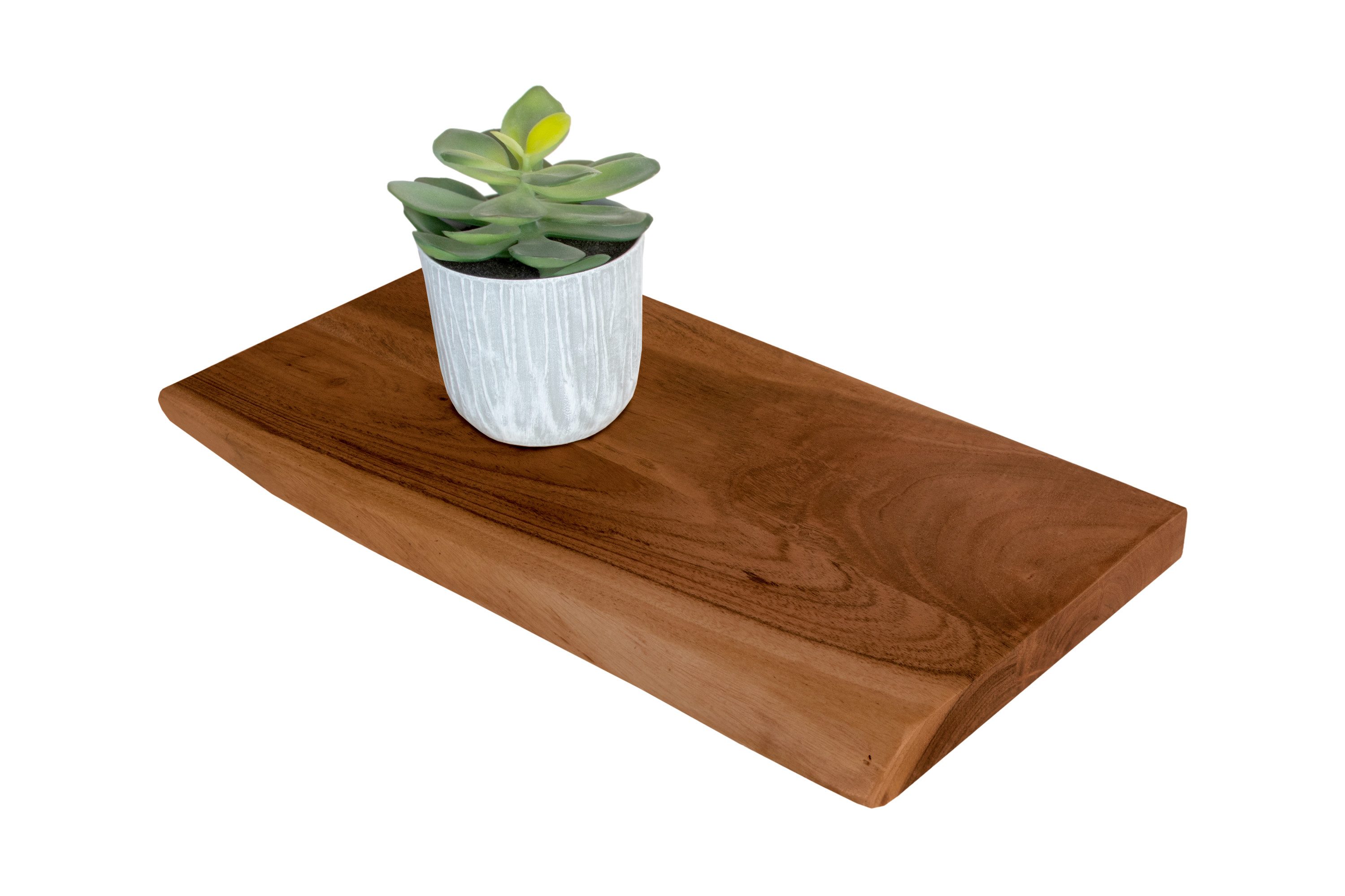 Trelevo® Wandregal Amanda, Akazienholz, Baumkante, Steckboard, günstig online kaufen