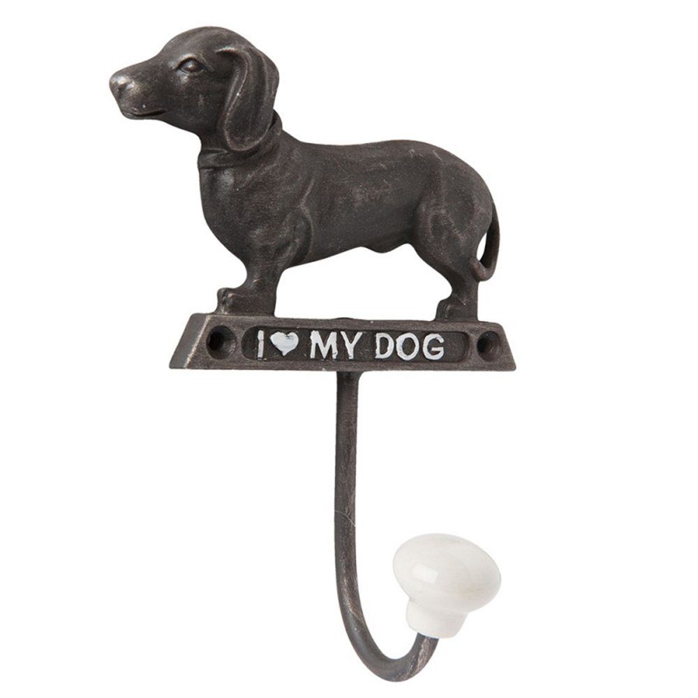 Clayre & Eef Dekobecher Clayre & Eef Haken/Wandhaken Hund Mantelhaken 10 * 5 * 14 cm