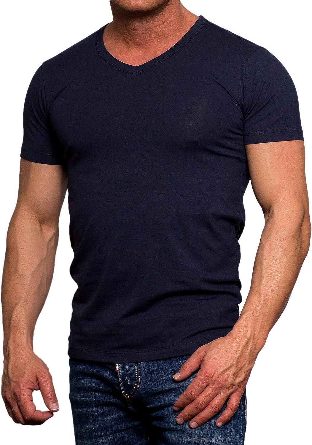 Jack & Jones T-Shirt Basic V-Ausschnitt 4er Set, mit 2 (Spar 4er-Pack) Shirts, Mix