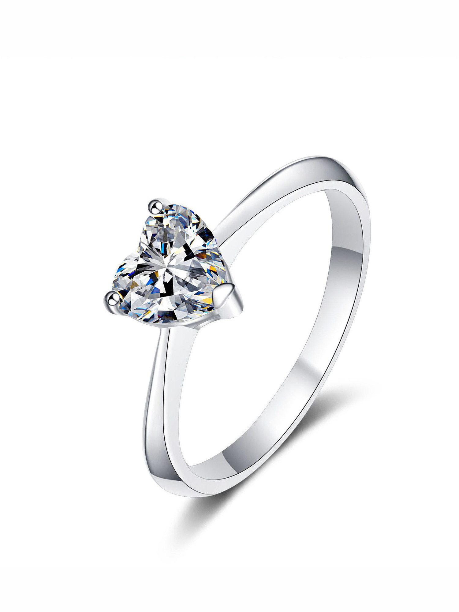 Staufergold Verlobungsring Moissanit-Solitärring „Herzlicht“ (1 ct) – Herzschliff