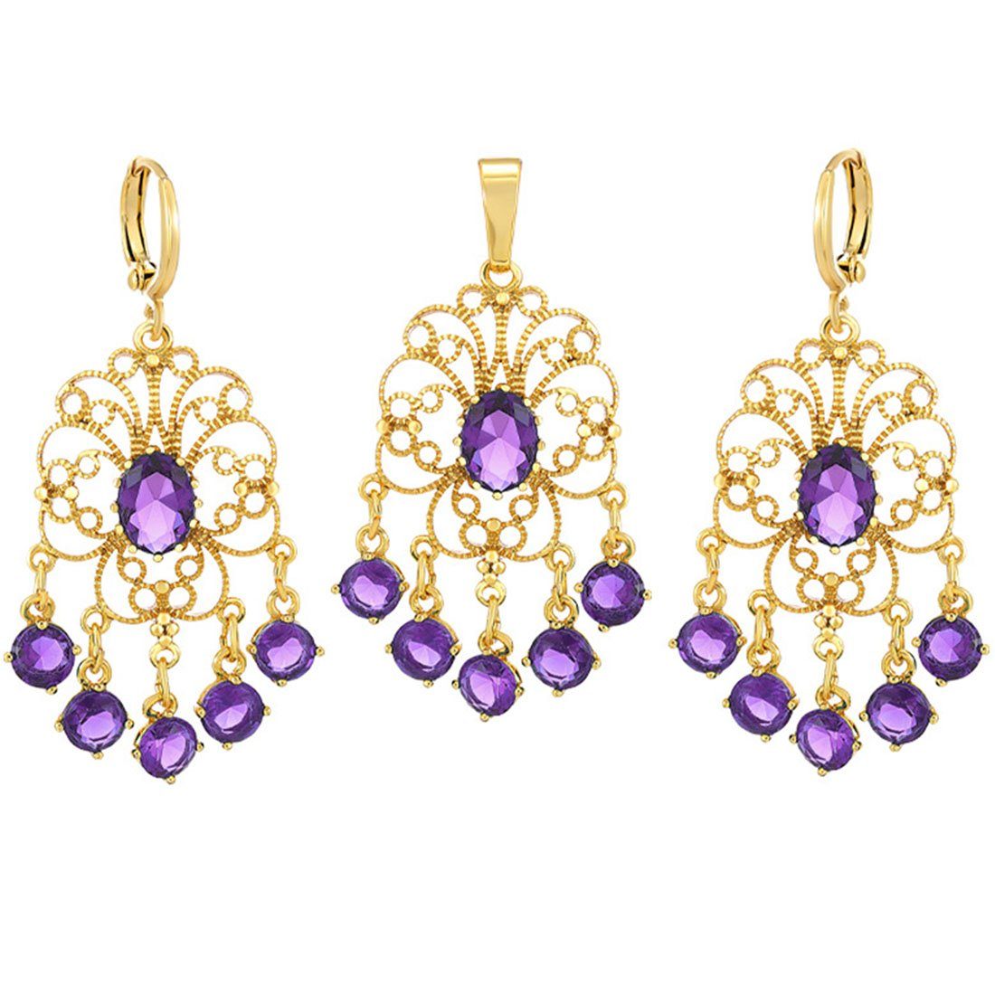 Necklace (1-tlg) Gift Ronner Set Pendant Ketten Ohrringe Jewellery Damen und Earrings Wedding Set UG Ohrring