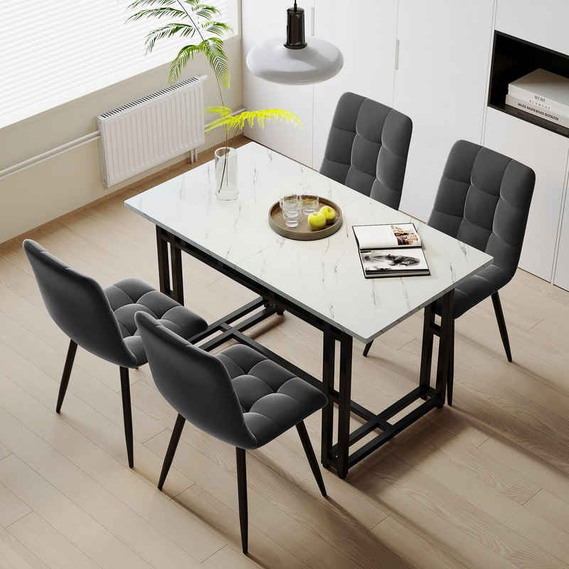 REDOM Essgruppe Ein Tisch mit vier Stühlen, (5-tlg), Küchentisch Set Esszimmerstuhl