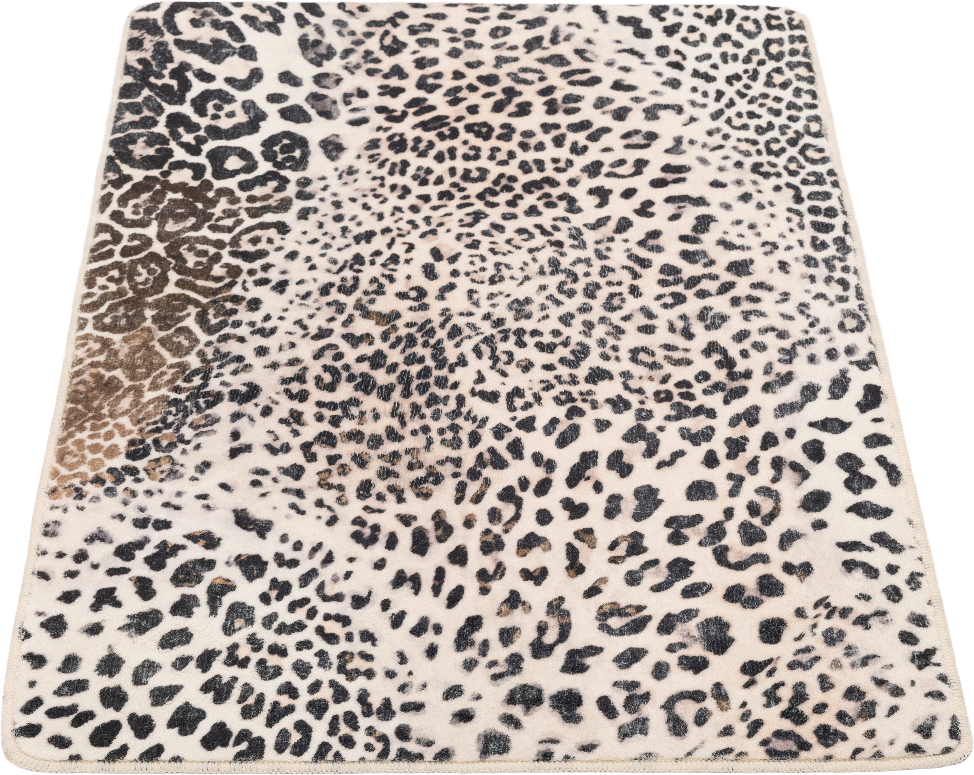 Gino Falcone Badematte Aquata GF-162, Badvorleger, Badezimmer Teppich, Höhe 7 mm, rutschhemmend beschichtet, fußbodenheizungsgeeignet, Kunstfaser, rechteckig, Badteppich, bedruckt, Leopardenmuster, rechteckig