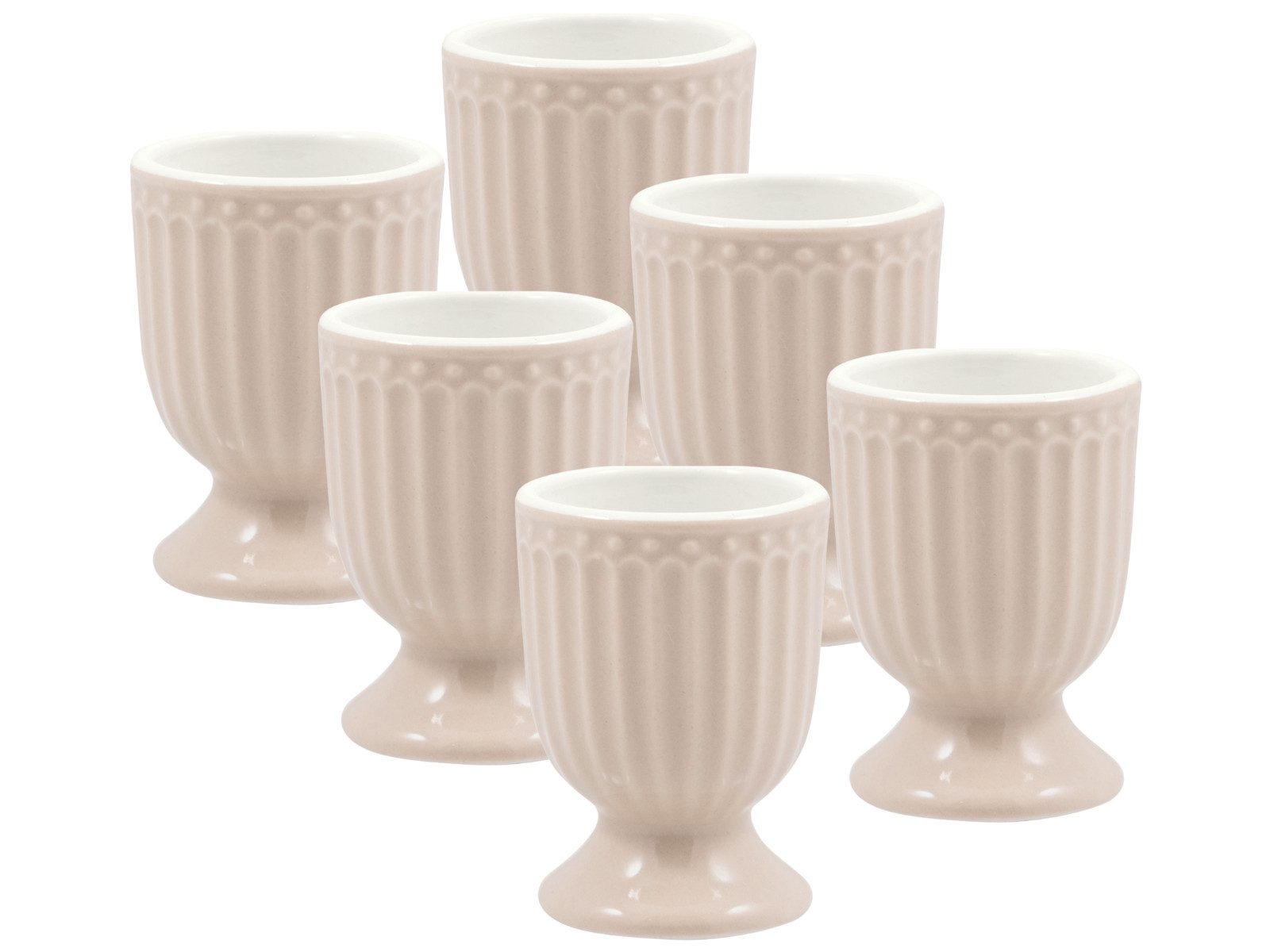 Greengate Geschirr-Set Alice Eierbecher creamy fudge 6,5cm Set6, Steinzeug