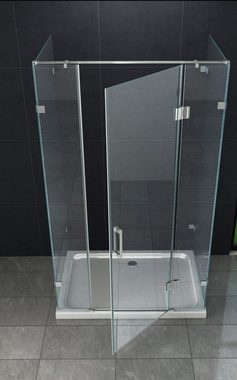 Home Systeme Runddusche ELEGANTO U Form Duschkabine Dusche Duschwand Duschabtrennung Duschtür, BxT: 140x90 cm