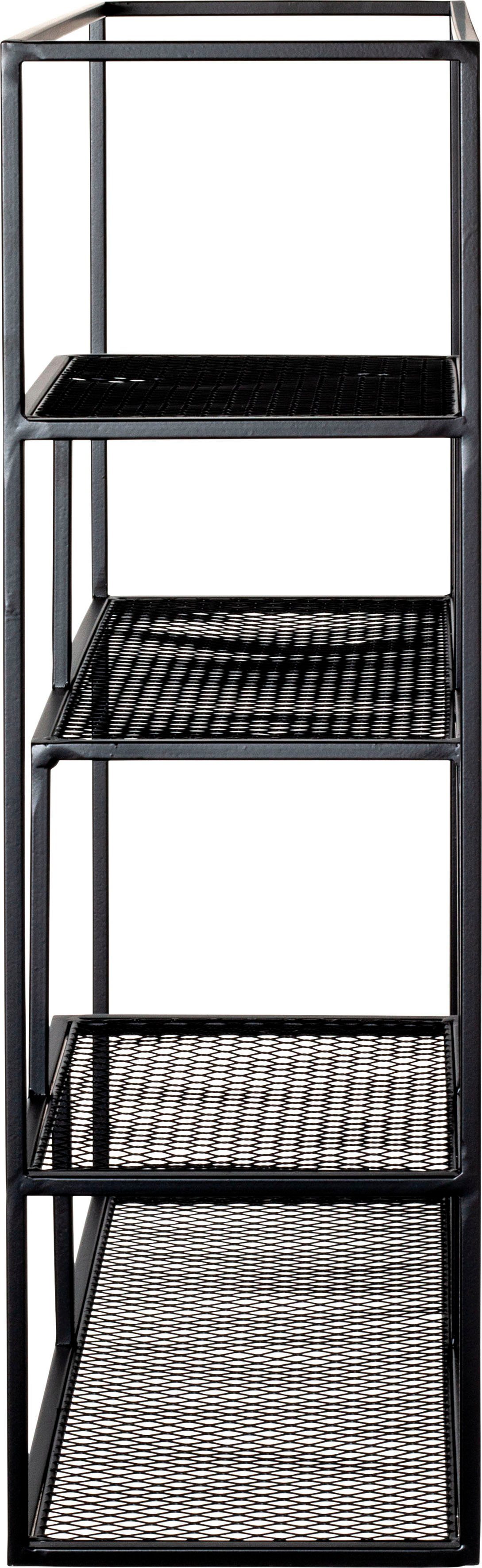 HAKU Wandregal Wandregal, HAKU Möbel cm Wandregal 50x60x18 Metallgeflecht, 50x60x18 BHT cm) schwarz, (BHT lackiert aus Ablagen schwarz