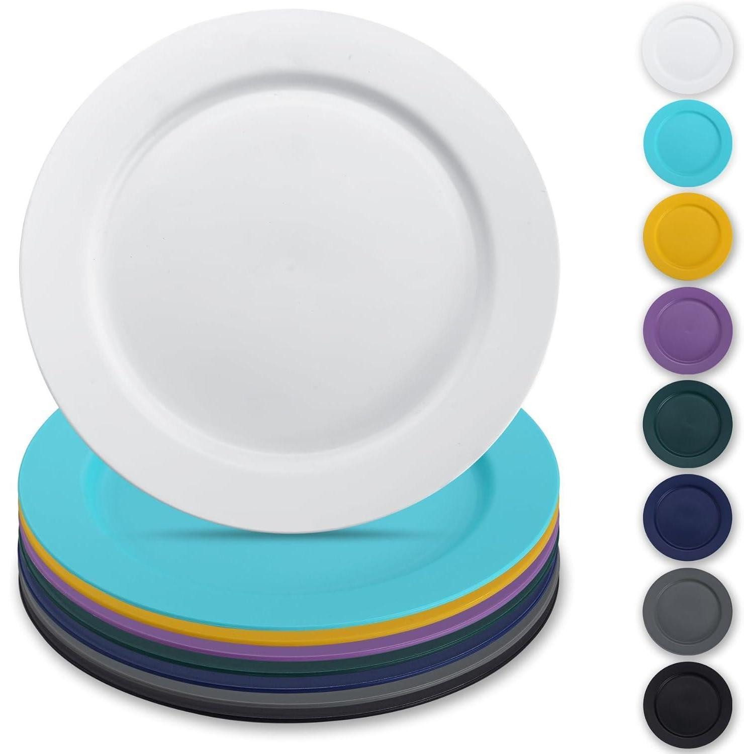 LuxusKollektion Plastikteller Teller Kunststoff Set 8Stück 25cm Mehrweg Picknick 1. Mutil Farbe