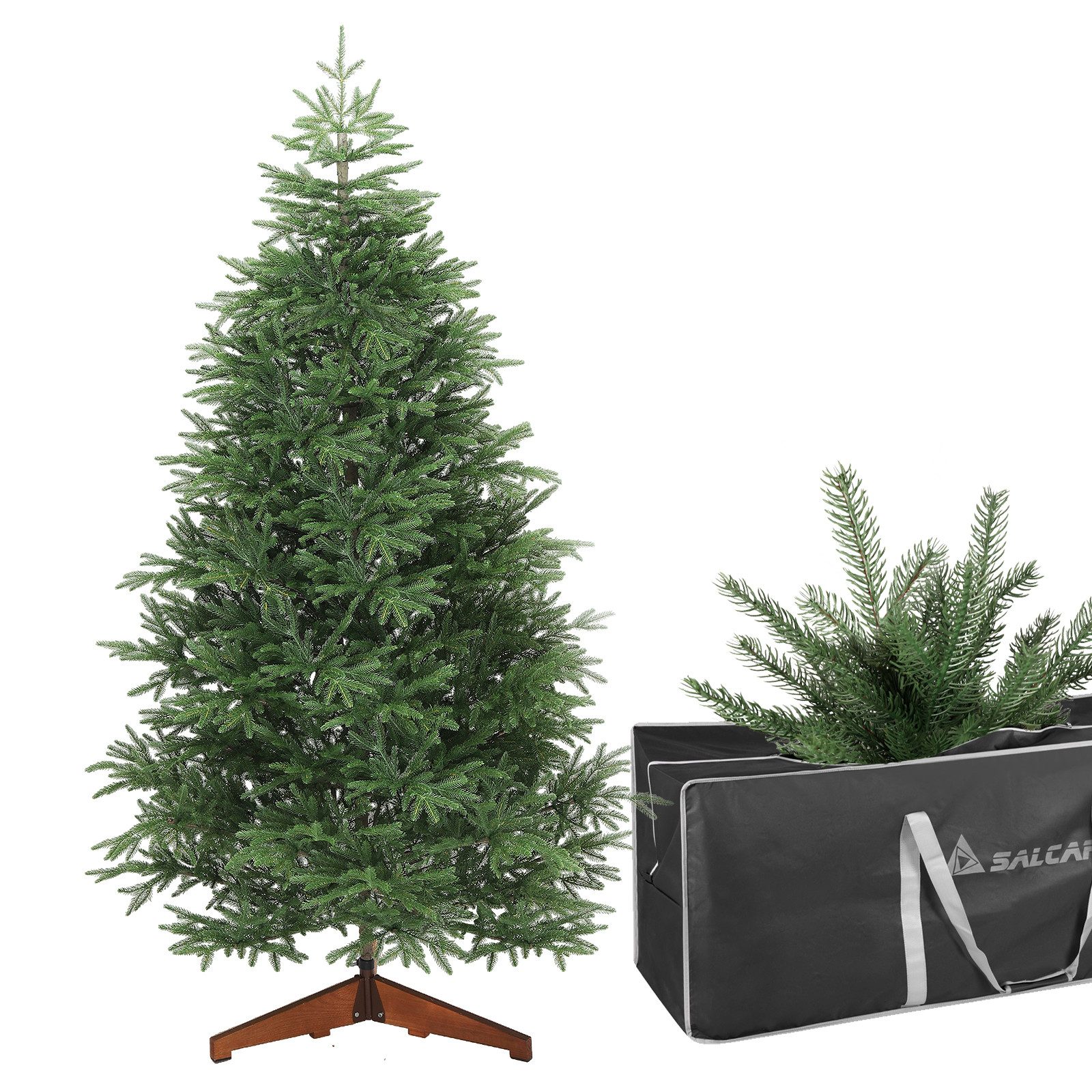 Salcar Künstlicher Weihnachtsbaum Premium Weihnachtsbaum 100 % PE Spritzguss – realistischer Stamm, Fichte, 180cm mit 3960 Spitzen aus 100% PE, mit Aufbewahrungstasche