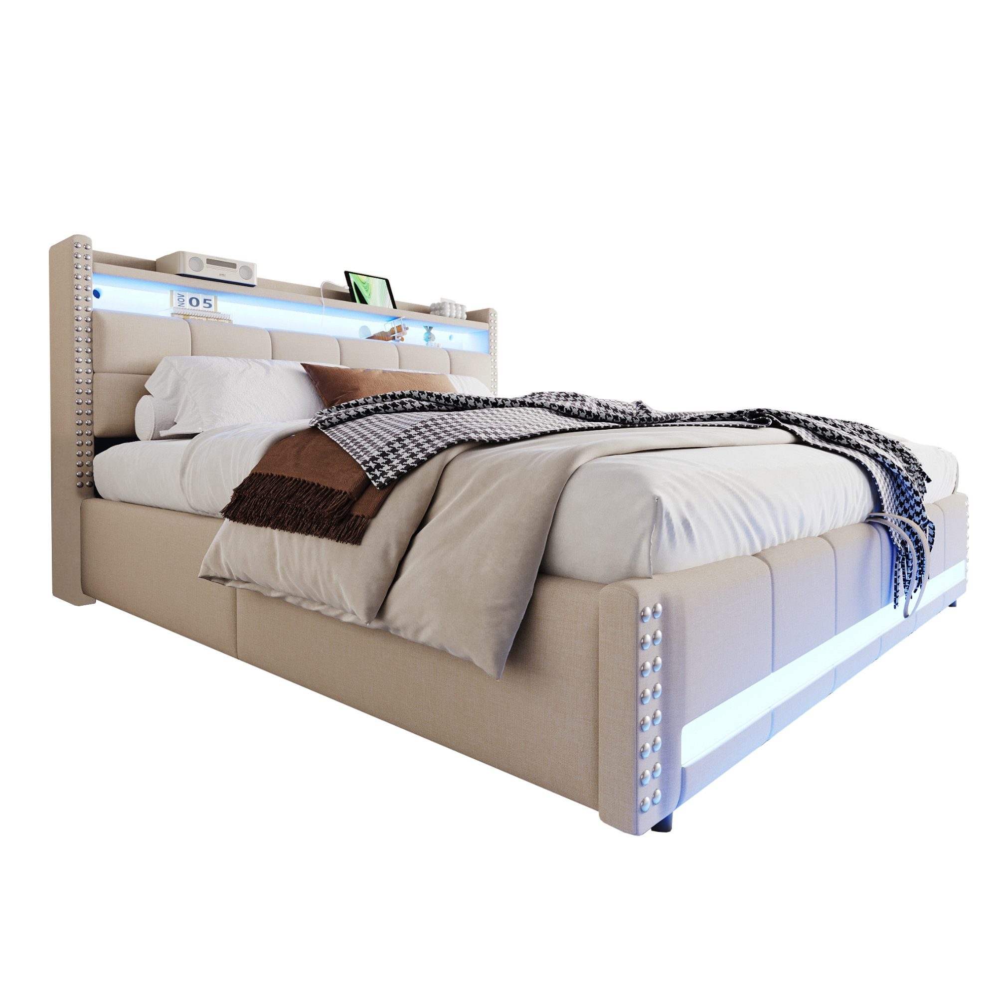 REDOM Polsterbett Stauraumbett Doppelbett (180x200 cm günstig online kaufen