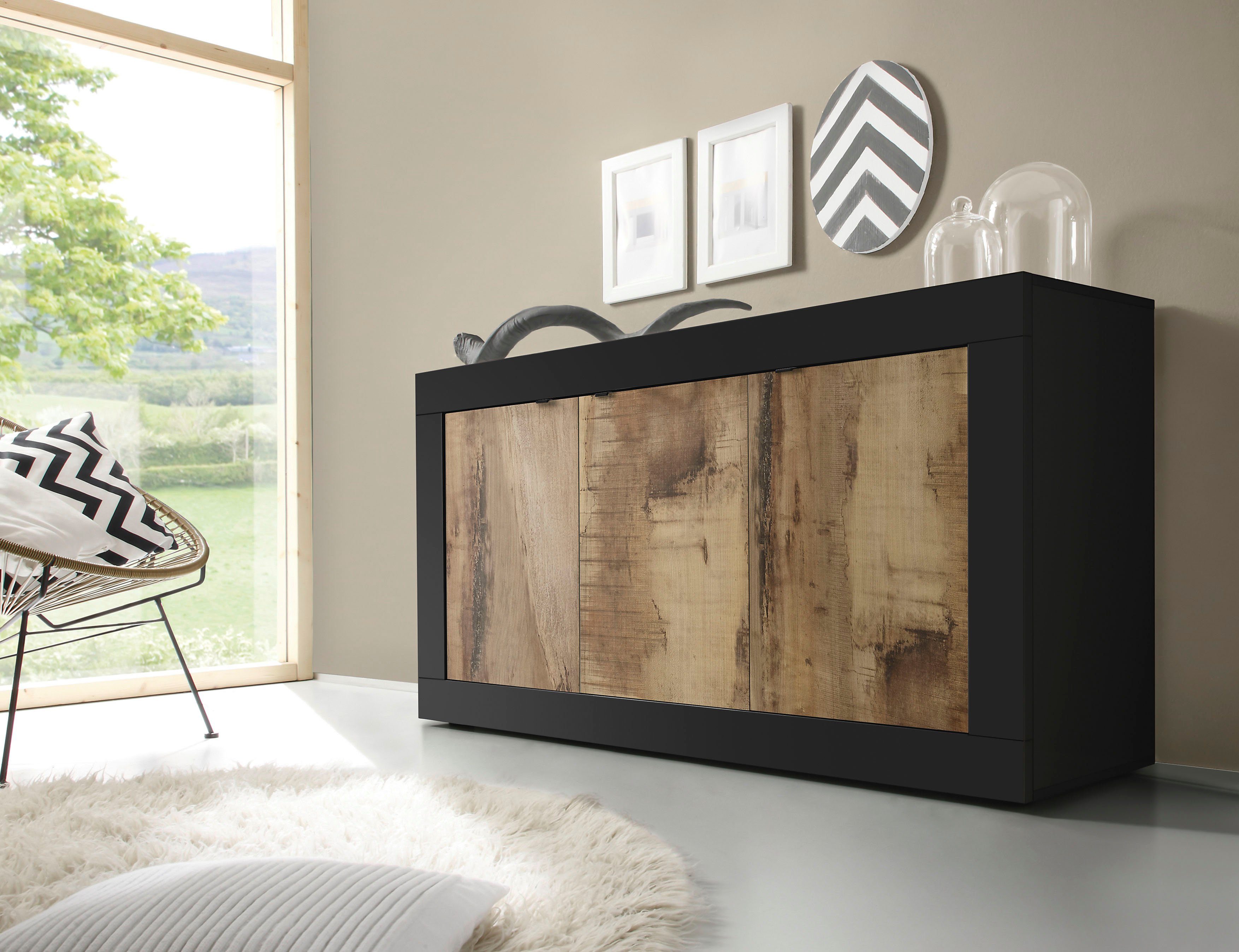 INOSIGN Sideboard Basic Breite 160 cm, Kommode 3 Türen, Anrichte, Metallgri günstig online kaufen