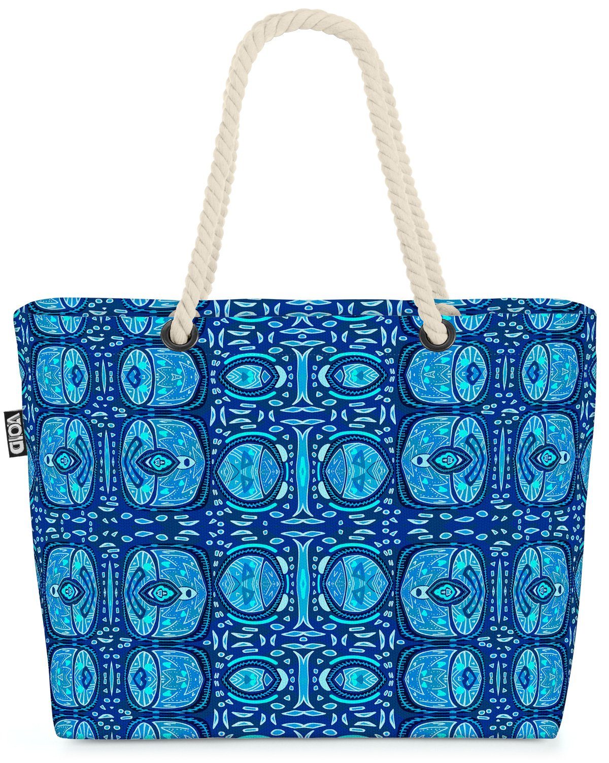 VOID Strandtasche (1-tlg), Kultur Afrika Ethno Muster Blau Orient Design Dekor dunkelblau grafik