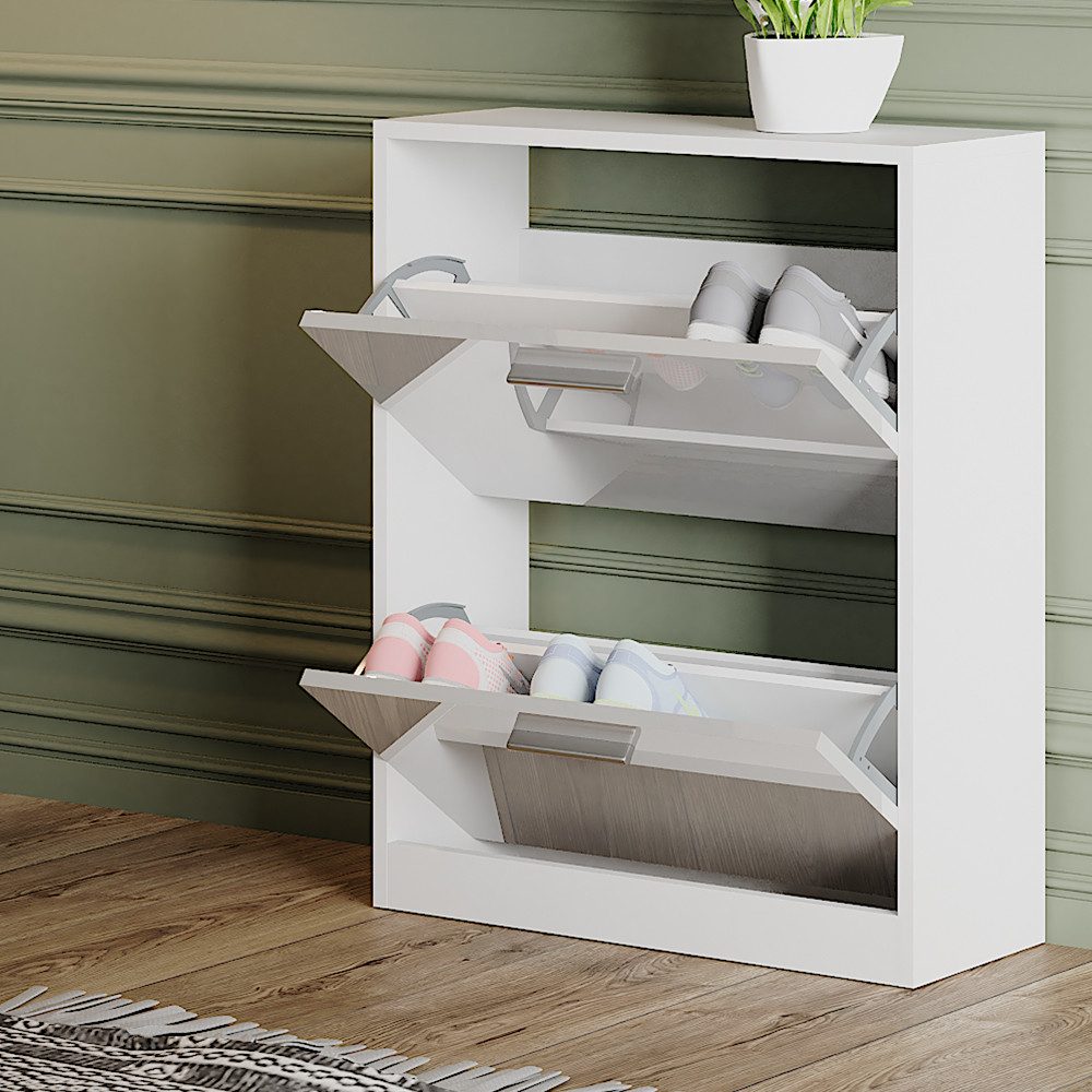 Vicco Schuhschrank Gizmo, Weiß Hochglanz/Weiß, 59 x 72.5 cm 2 Fächern günstig online kaufen