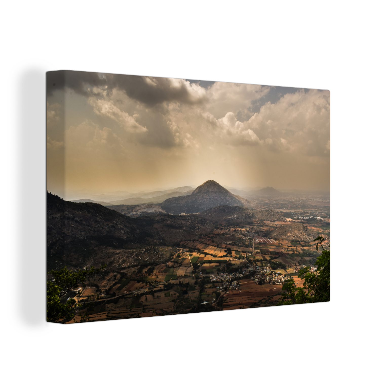 OneMillionCanvasses® Leinwandbild Indien - cm St), Leinwandbilder, Aufhängefertig, 30x20 (1 Wandbild - Wanddeko, Sonne, Berg