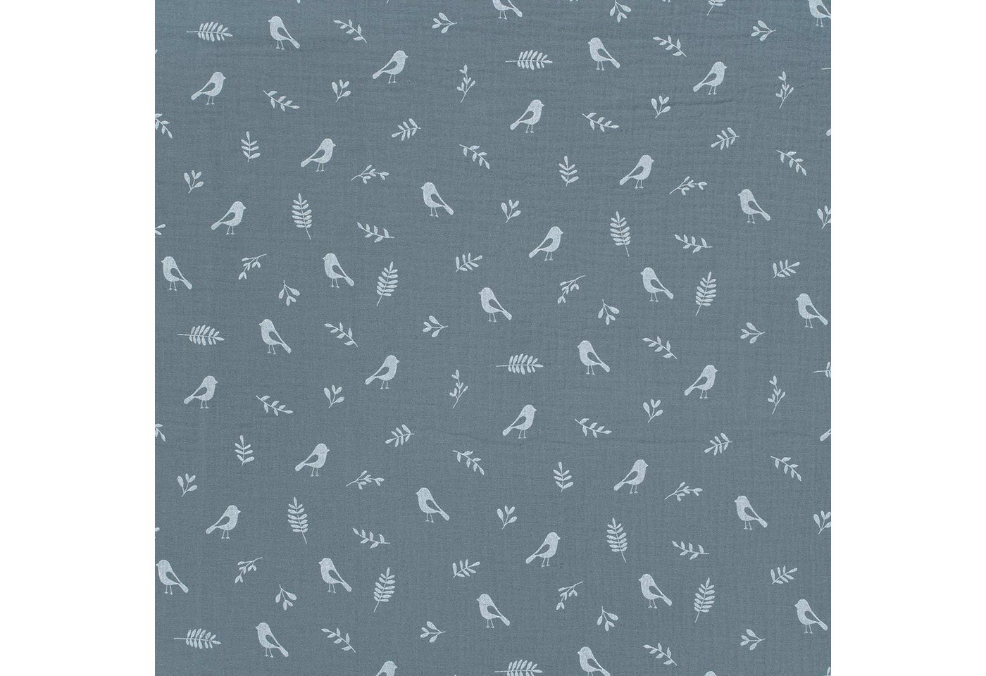 Thumbnail - maDDma Stoff Musselin-Stoff bedruckte Vögel ab 50x130cm uni Mulltuch, 106 - graublau