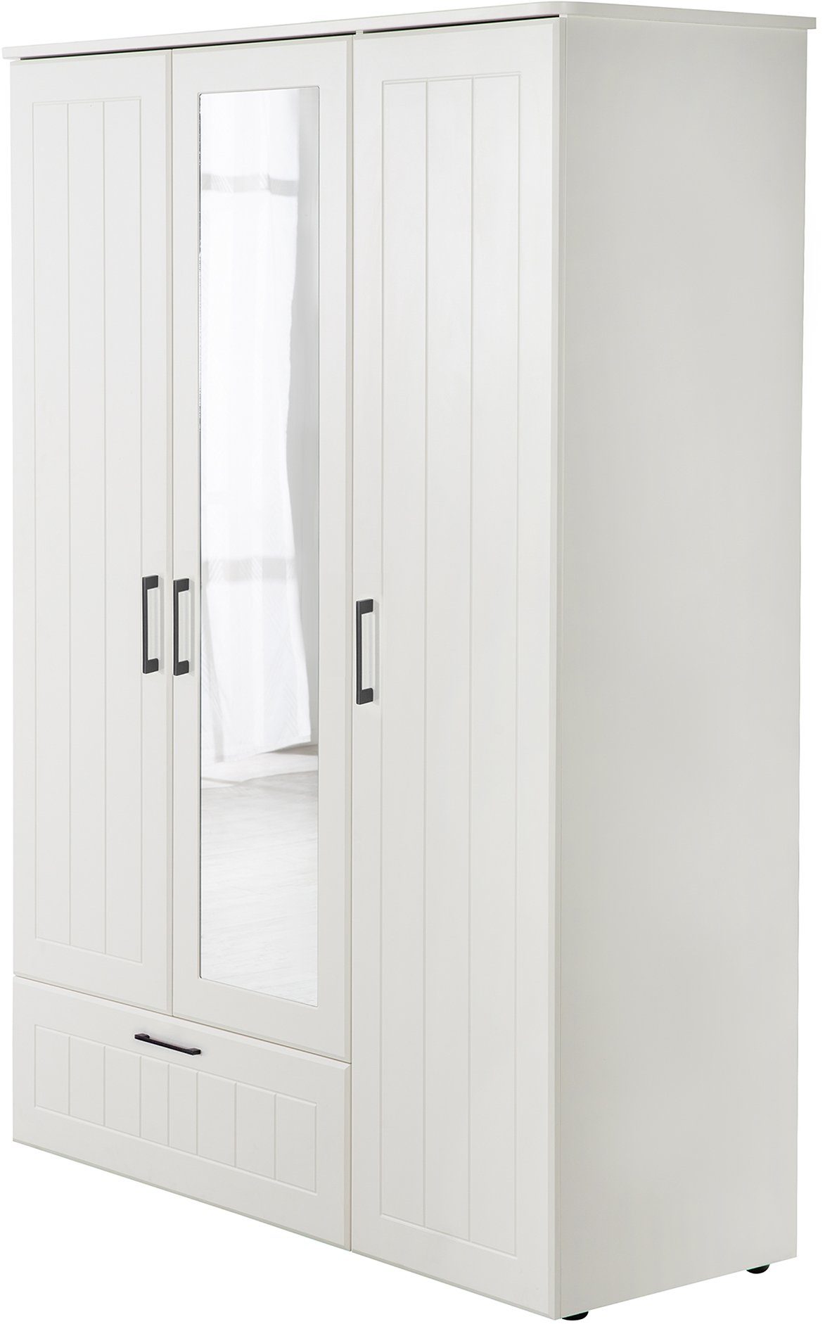 roba® Kleiderschrank Sylt 3-türig, inkl. Spiegeltür, mit Schublade,  Kleiderstange & 5 Böden