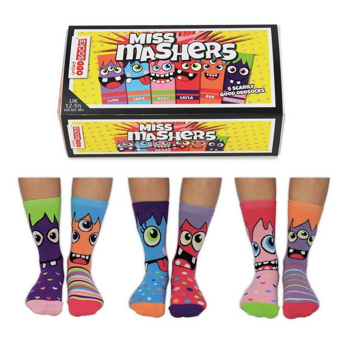United Oddsocks Socken 3 Paar Socken Strümpfe Kinder Mädchen Gr. 30 - 39 Miss Mashers