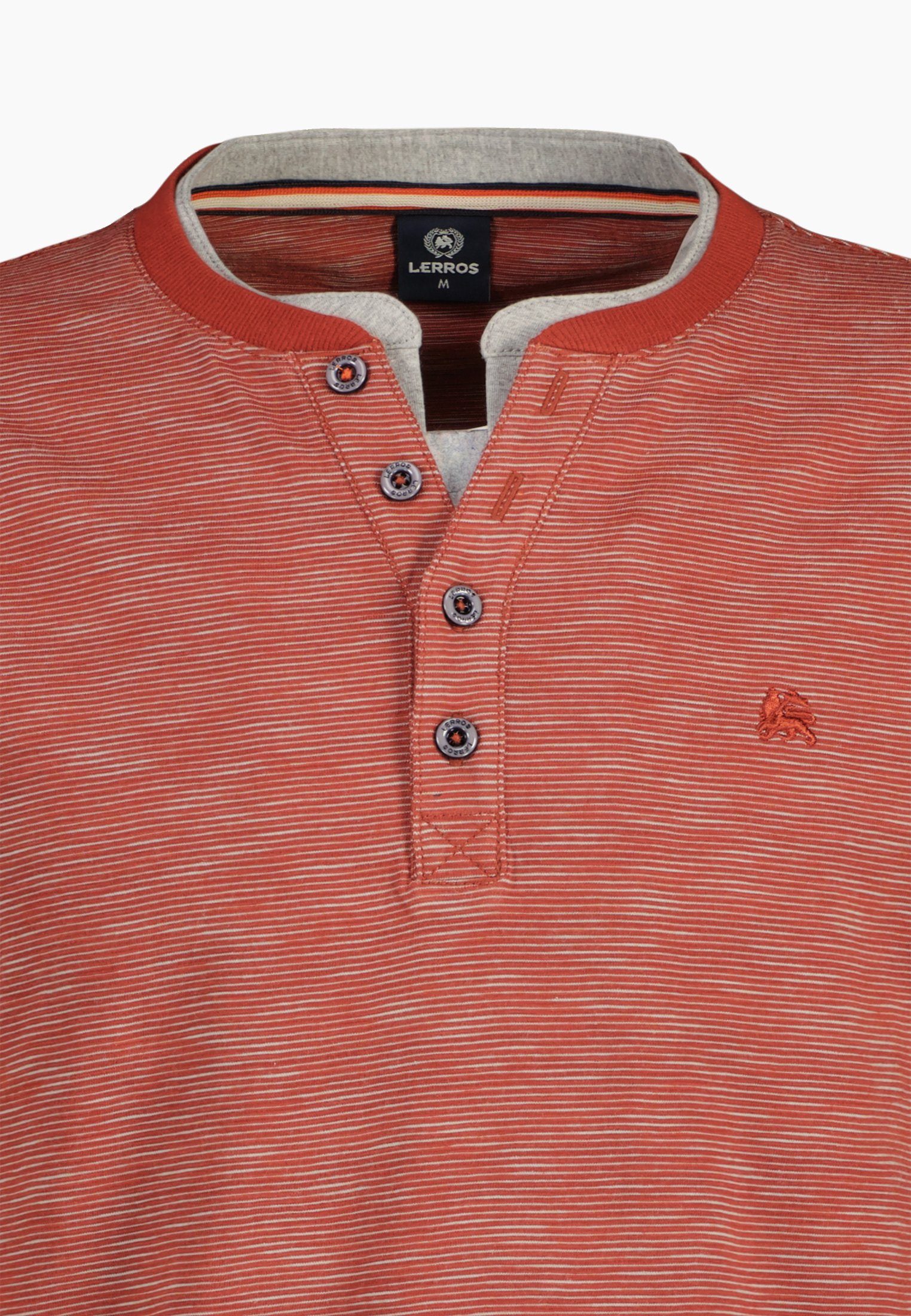 LERROS Langarmshirt LERROS Serafinoshirt Fineliner-Streifen mit RUSTY RED