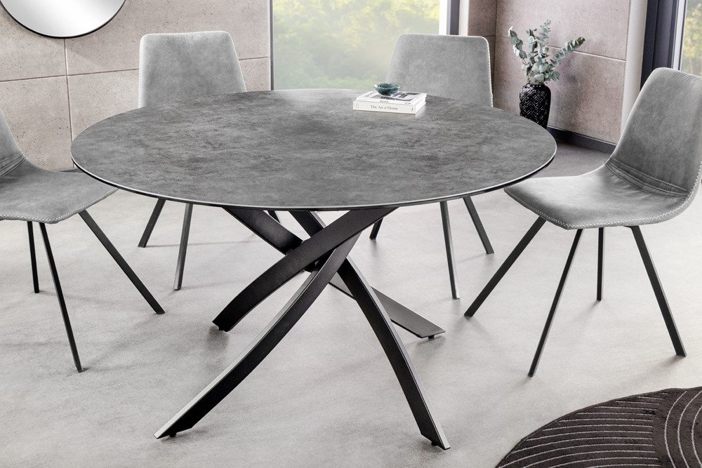 riess-ambiente Esstisch ALPINE 120cm anthrazit / schwarz (Einzelartikel, 1-St), Keramik · Glas · Metall · rund · Beton-Design · 6 Personen · Modern