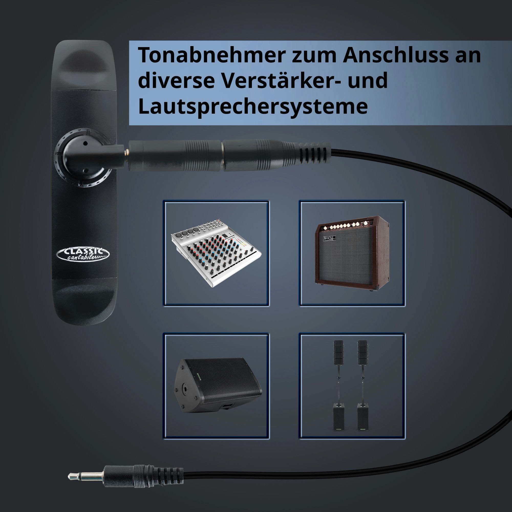 Classic Cantabile Blockflöte KAE1 E-Kazoo - Beidseitig spielbares Kazoo mit Tonabnehmer, 10-St., Robuster Aluminium-Korpus für satten Sound und Langlebigkeit