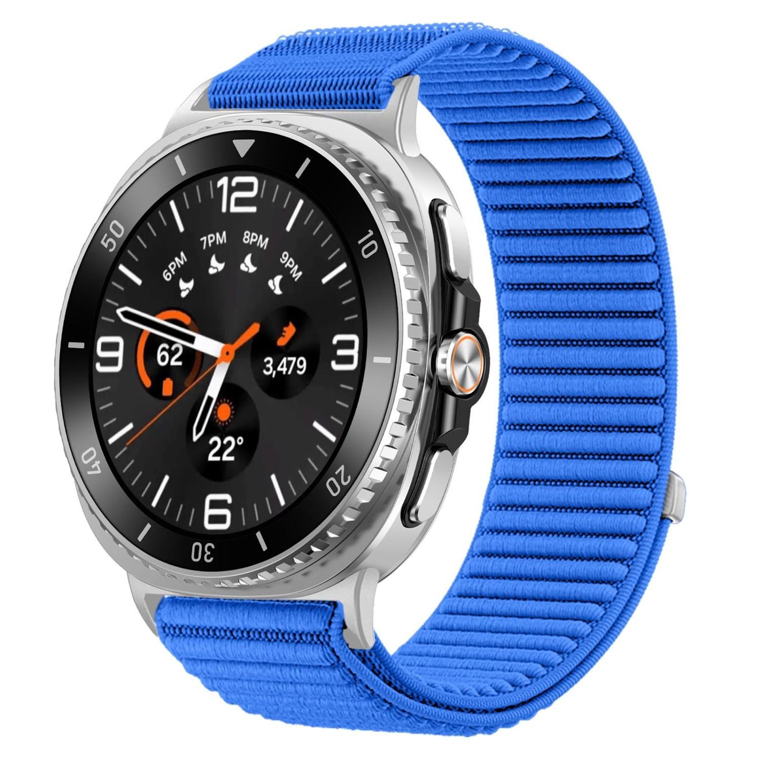 Wigento Smartwatch-Armband Nylon für Samsung Galaxy Watch 9 / 8 / 8 Classic Klettverschluss, Nylon Armband mit Klettverschluss und Metall-Interface