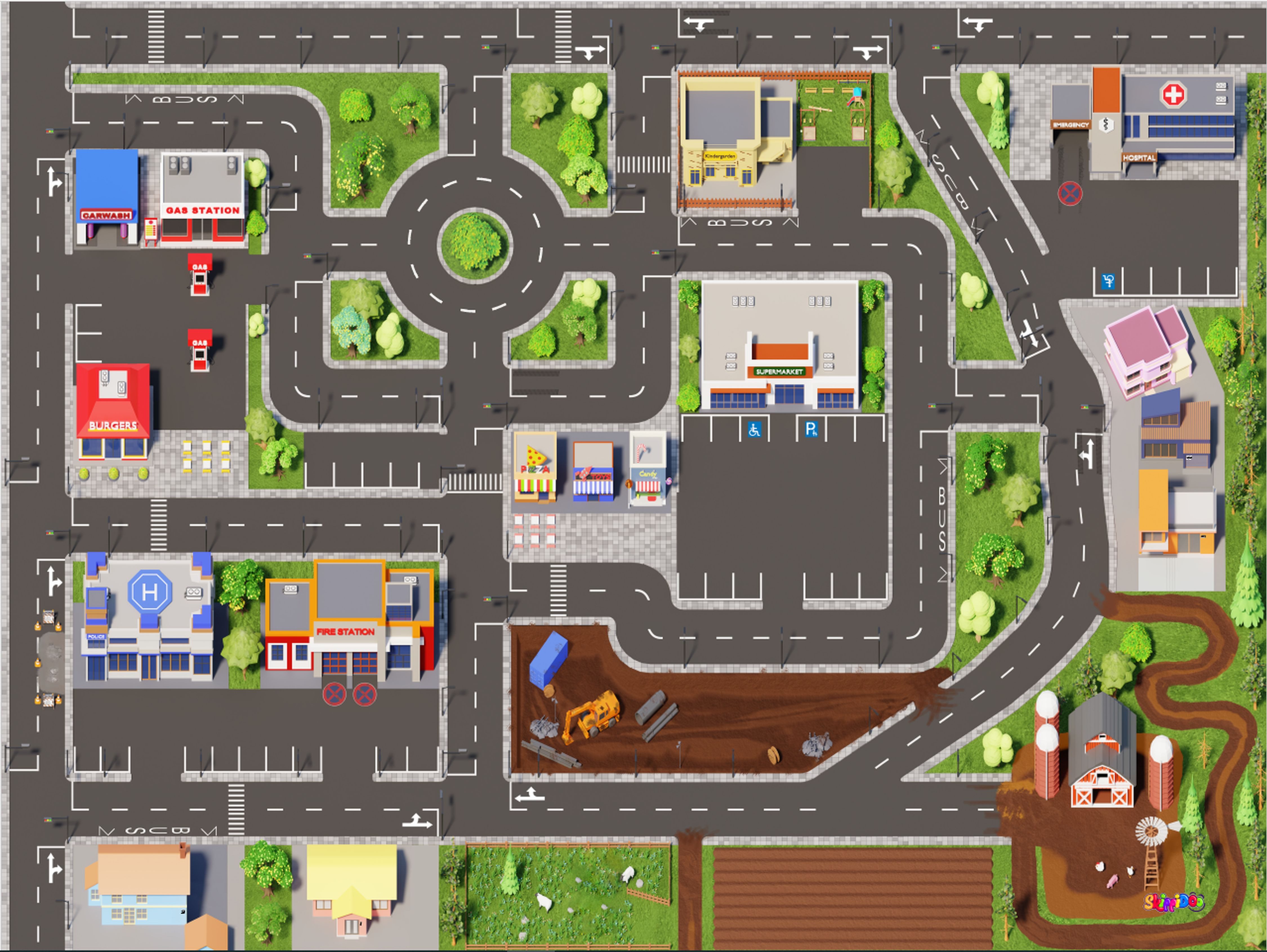 SkippiDoo Kinderteppich Straßenteppich Spielteppich Kinderzimmer Teppich Au günstig online kaufen