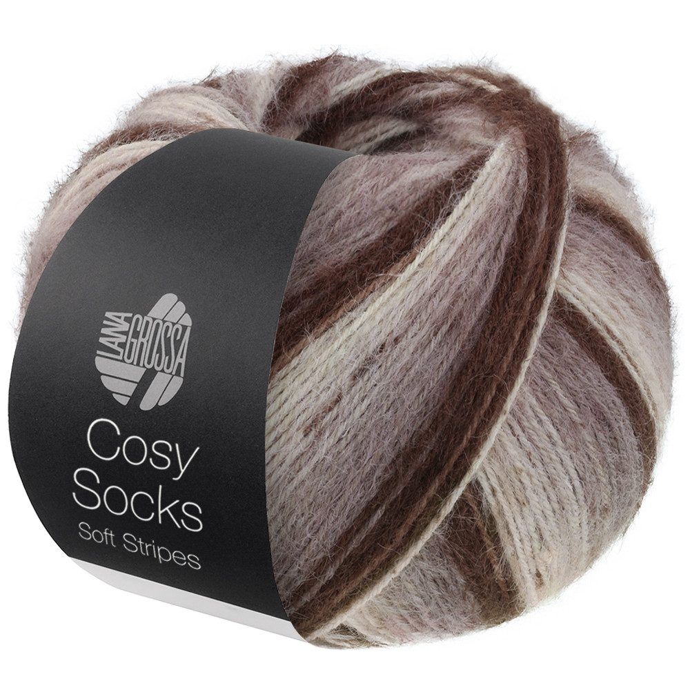 LANA GROSSA Meilenweit 100 g COSY SOCKS SOFT STRIPES Häkelwolle, 400 m (Flauschige Sockenwolle mit Merinowolle mit besonderem Druckeffekt, waschmaschinenfest), 100 g