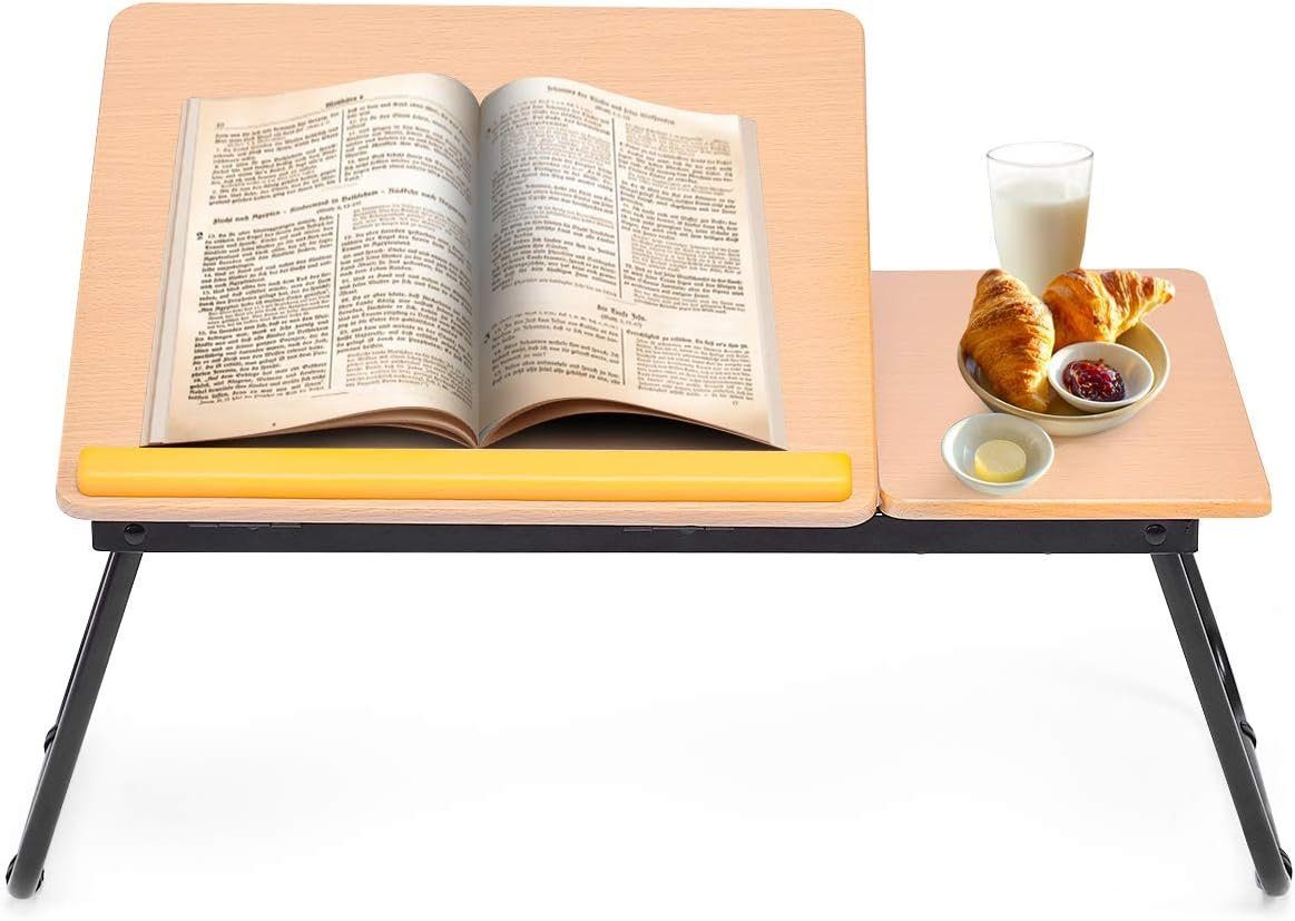 KOMFOTTEU Laptoptisch Schreibtisch Bett, klappbar, höhenverstellbar, Betttisch