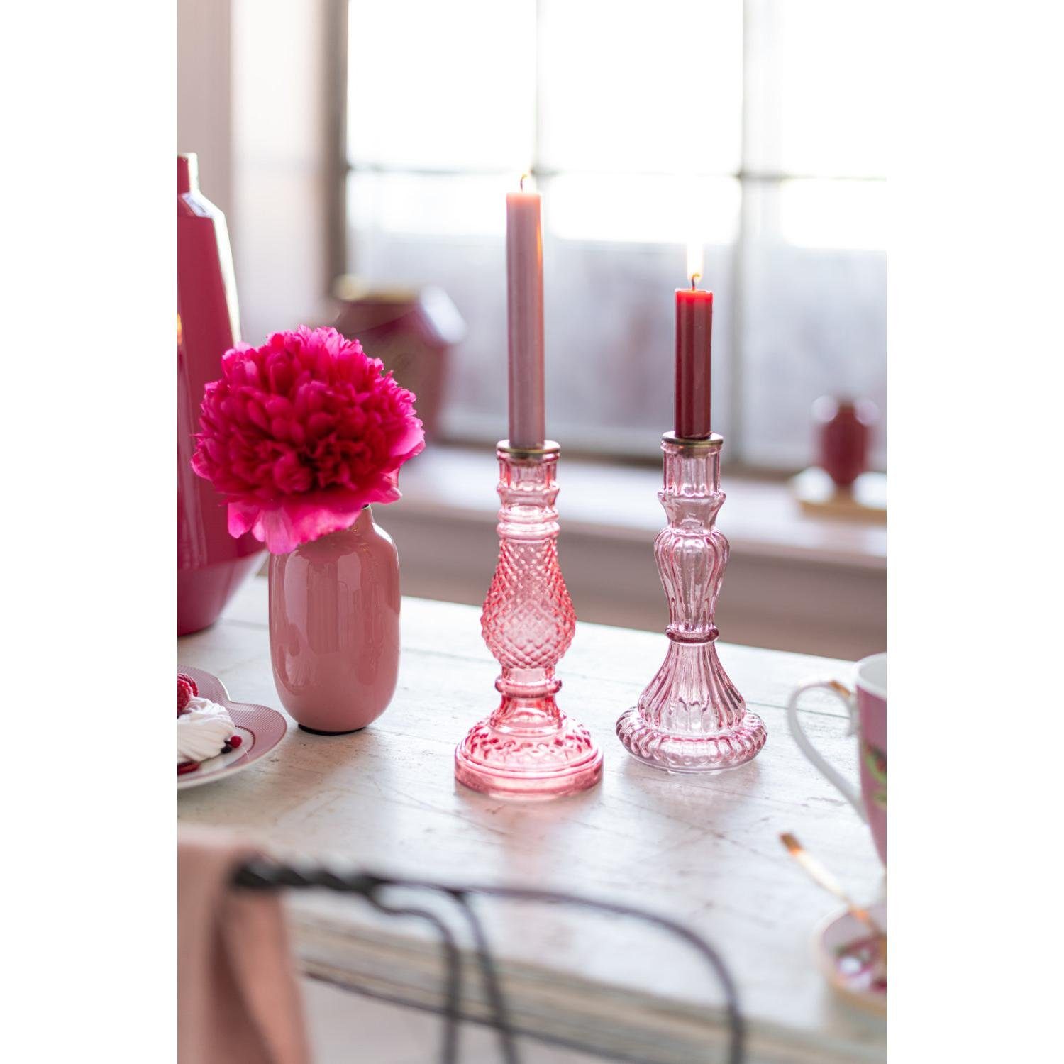 PiP Studio cm) (12-17-20 Pink Glas Kerzenhalter (3-teilig) Kerzenhalter-Set
